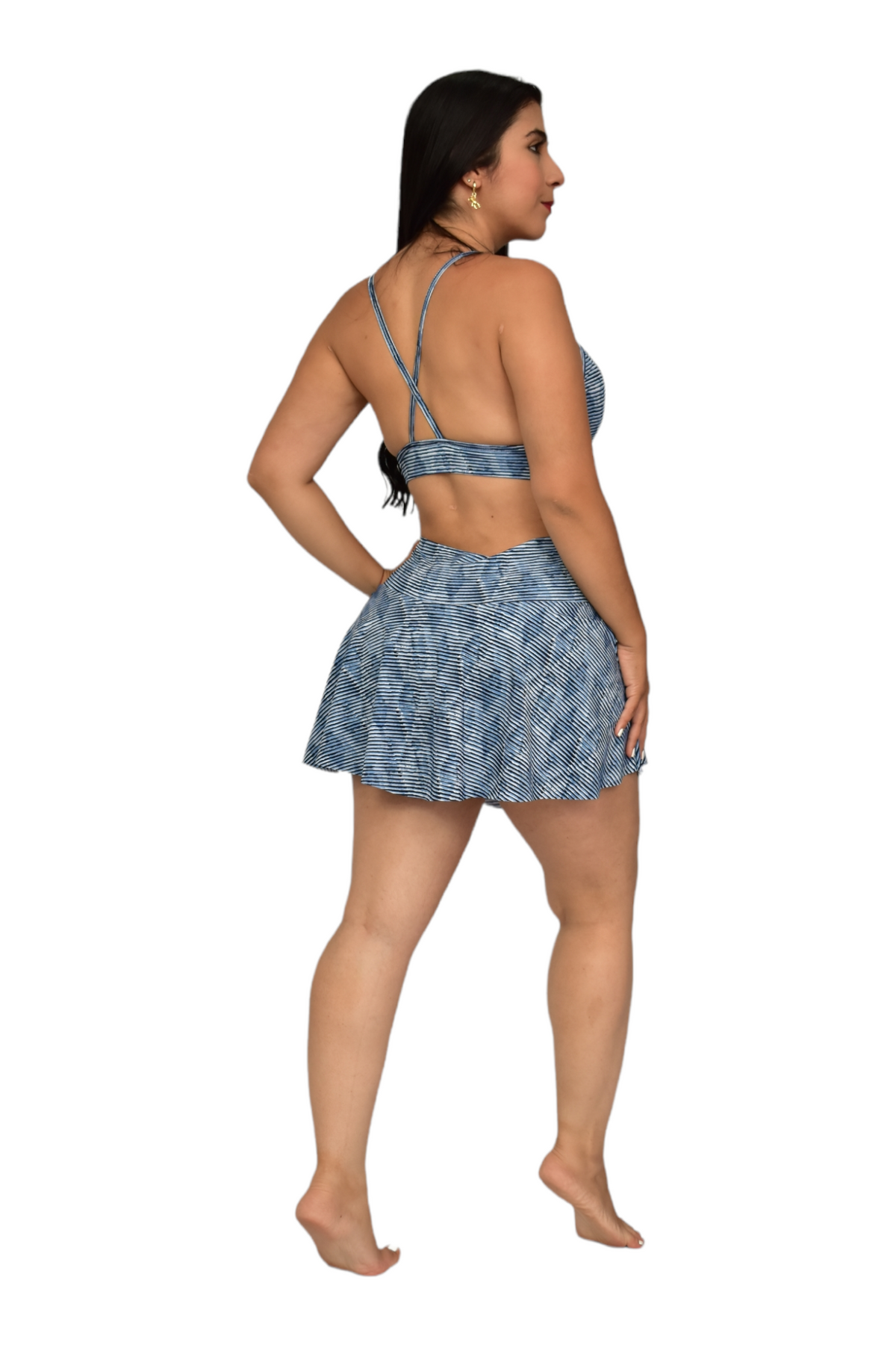 FALDA SHORT SET 2 PIEZAS SPORTGYM NAZUL ROMBO RAYAS oversilvercolombia