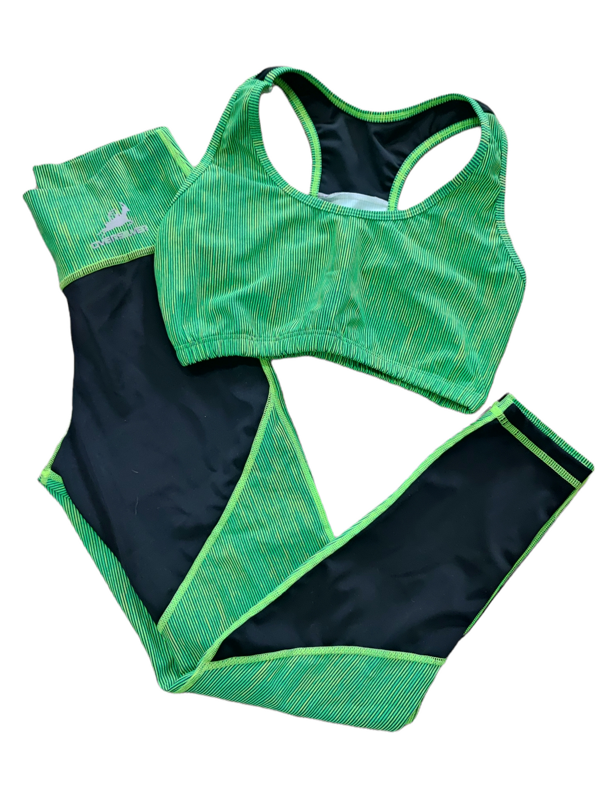 LEGGINS COMBINADO SET 2 PIEZAS PREMIUMTEX VERDE NEGRO FRENTE oversilvercolombia
