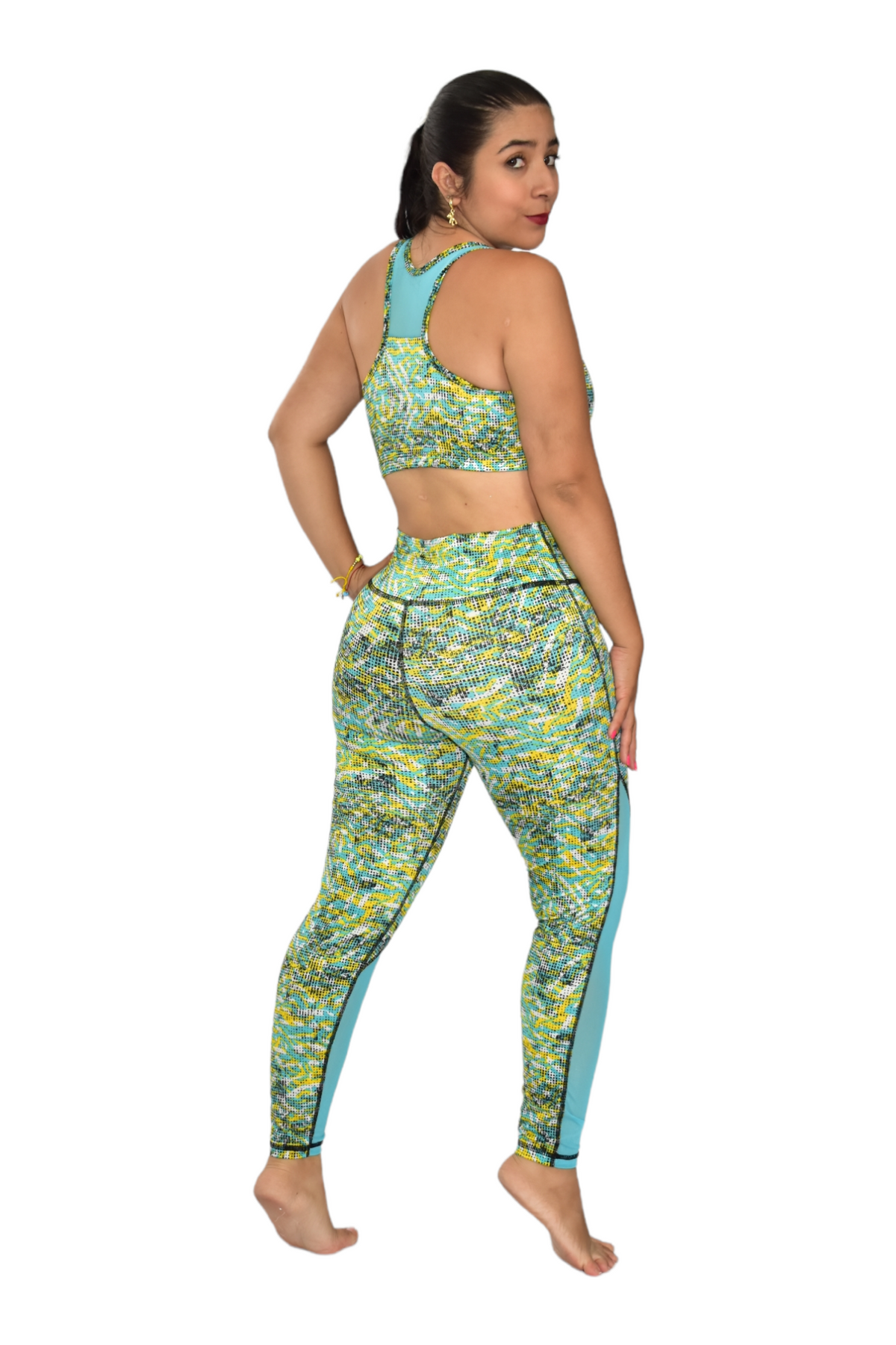 LICRA COMBINADA SET 2 PIEZAS SPORTGYM CUADROS AMARILLO oversilvercolombia