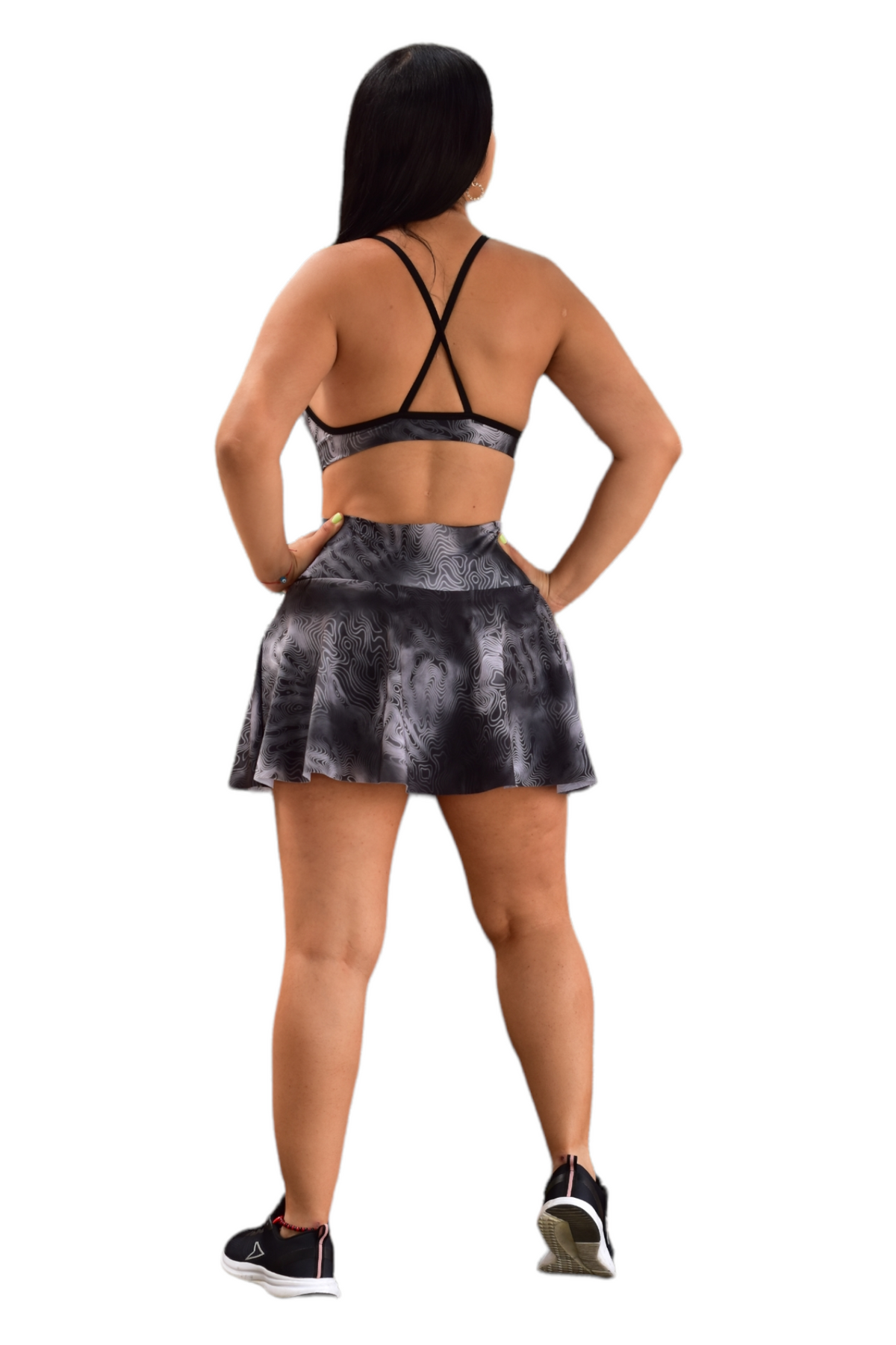 FALDA SHORT SET 2 PIEZAS SPORTGYM GRIS ONDAS