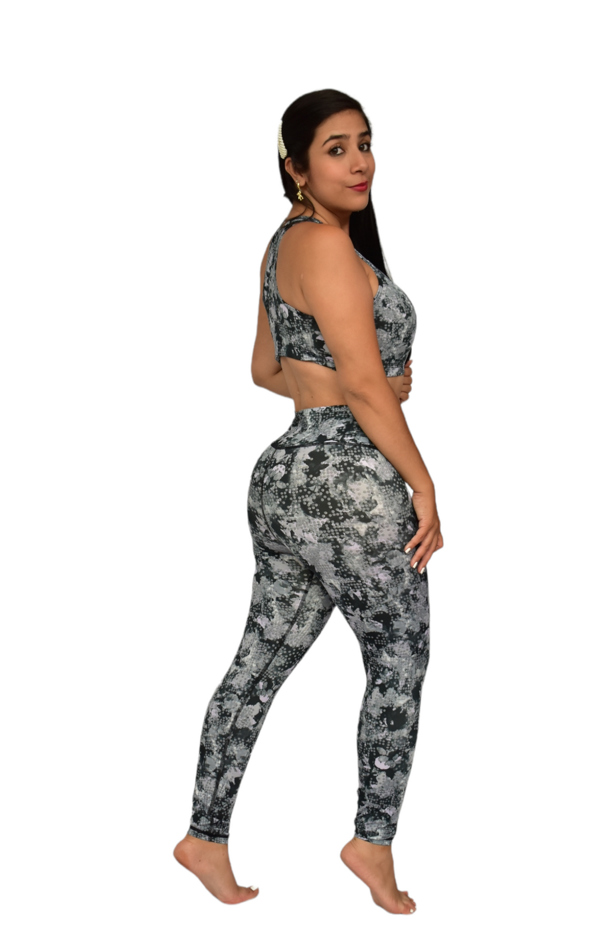 LEGGINS SET 2 PIEZAS SPORTGYM NEGRO PUNTOS GRIS oversilvercolombia