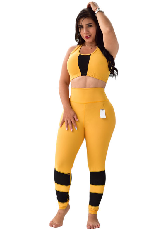 LEGGINS COMBINADA SET 2 PIEZAS PREMIUMTEX MOSTAZA
