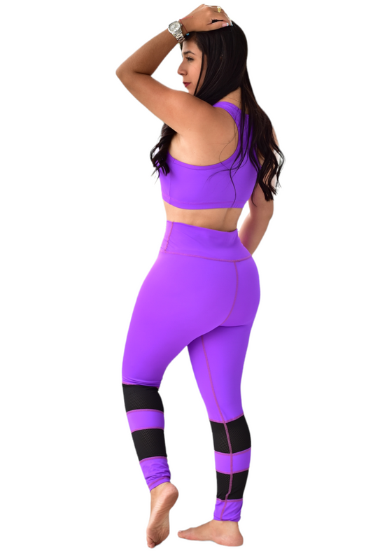 LEGGINS COMBINADA SET 2 PIEZAS PREMIUMTEX MORADO
