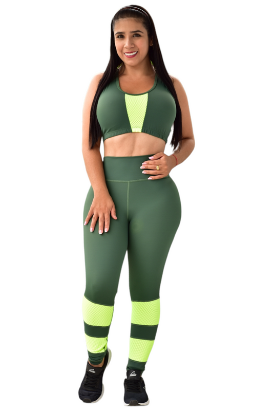 LEGGINS COMBINADA SET 2 PIEZAS PREMIUMTEX VERDE MILITAR -