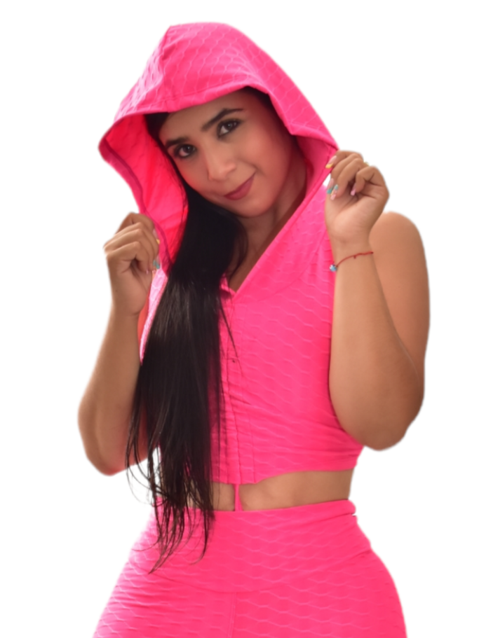 CROP TOP CAPUCHA TEXTURIZADA FUCSIA OVERSILVER®