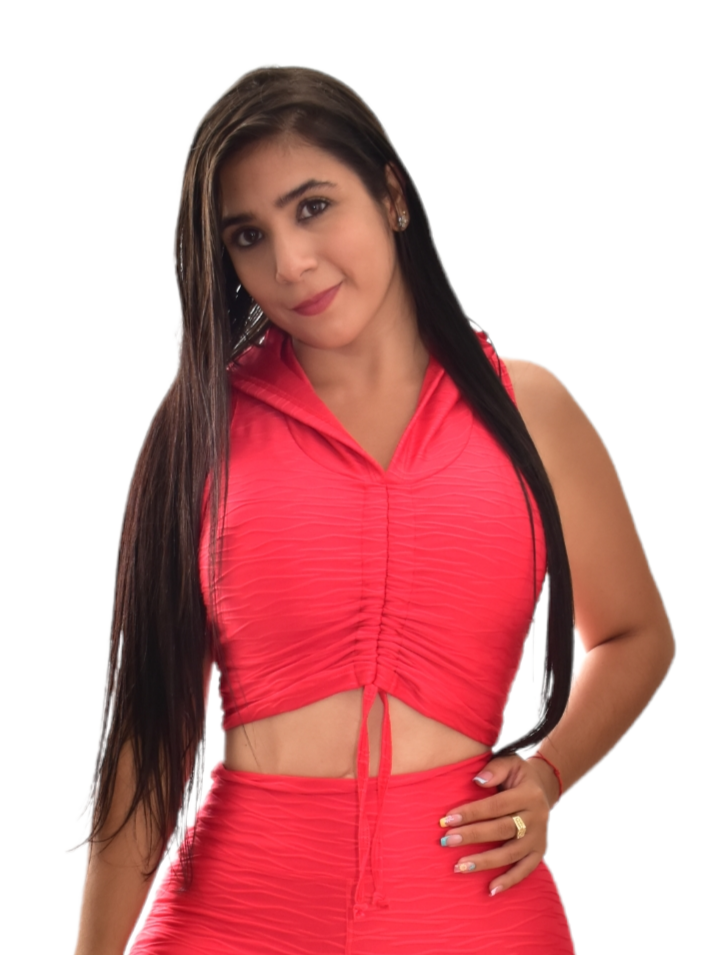 CROP TOP CAPUCHA TEXTURIZADA ROJO OVERSILVER®