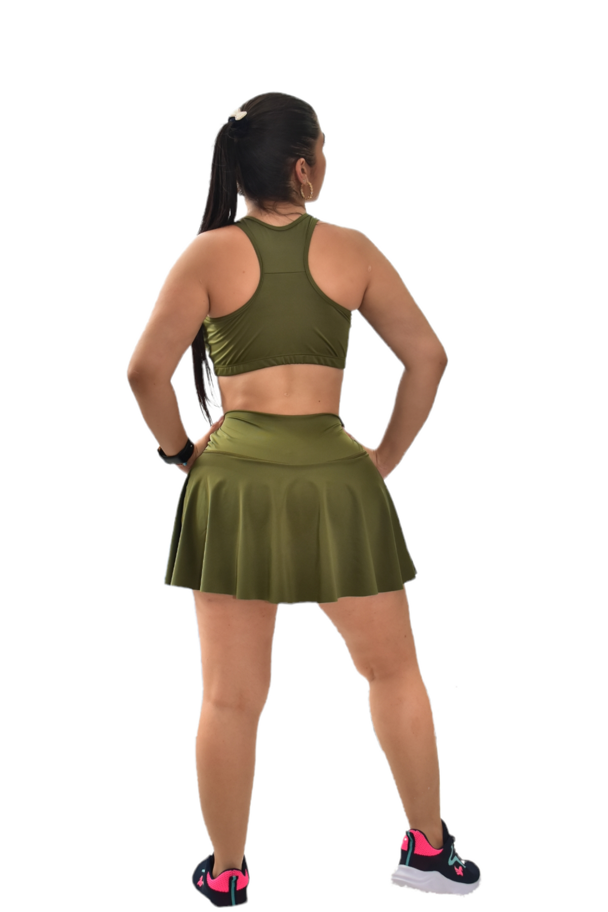 FALDA SHORT SET 2 PIEZAS NEWGYM VERDE MILITAR oversilvercolombia