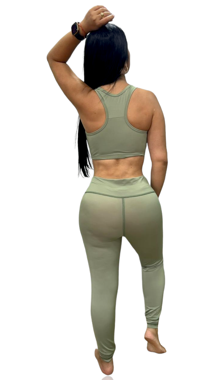 LEGGINS SET 2 PIEZAS NEWGYM VERDE MILITAR CLARO oversilvercolombia