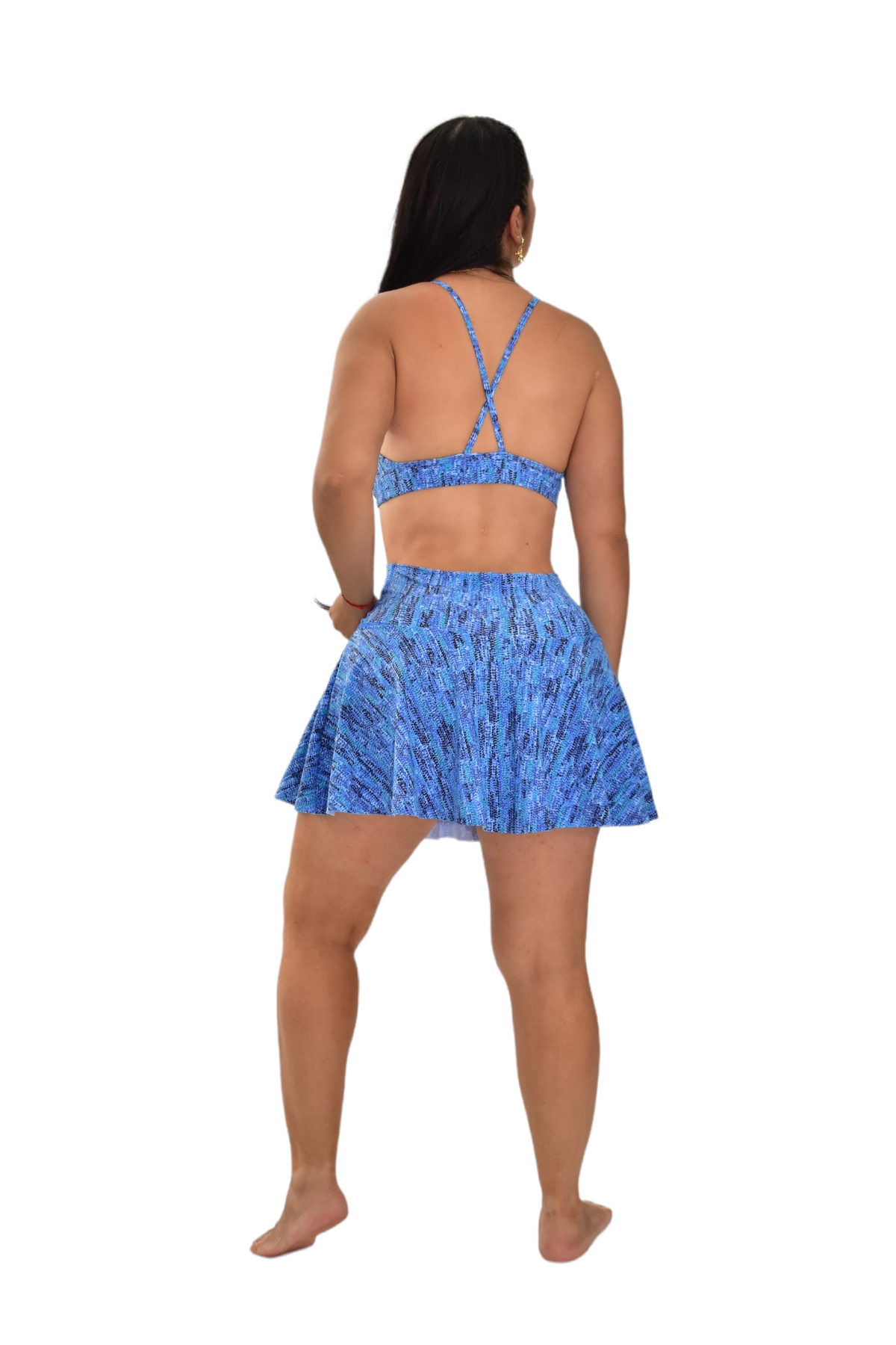 FALDA SHORT SET 2 PIEZAS PREMIUMTEX AZUL CUADROS oversilvercolombia