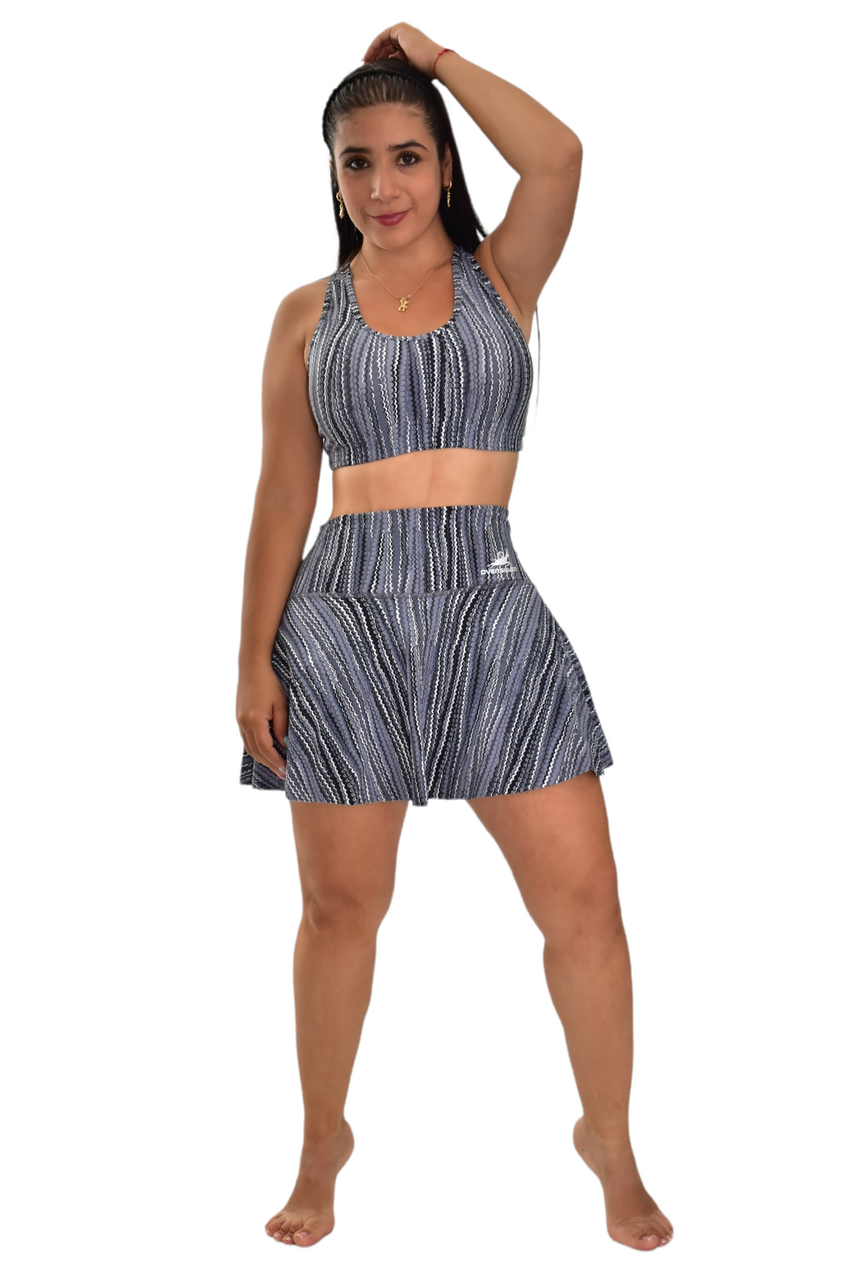 FALDA SHORT SET 2 PIEZAS PREMIUMTEX GRIS ESCAMA oversilvercolombia