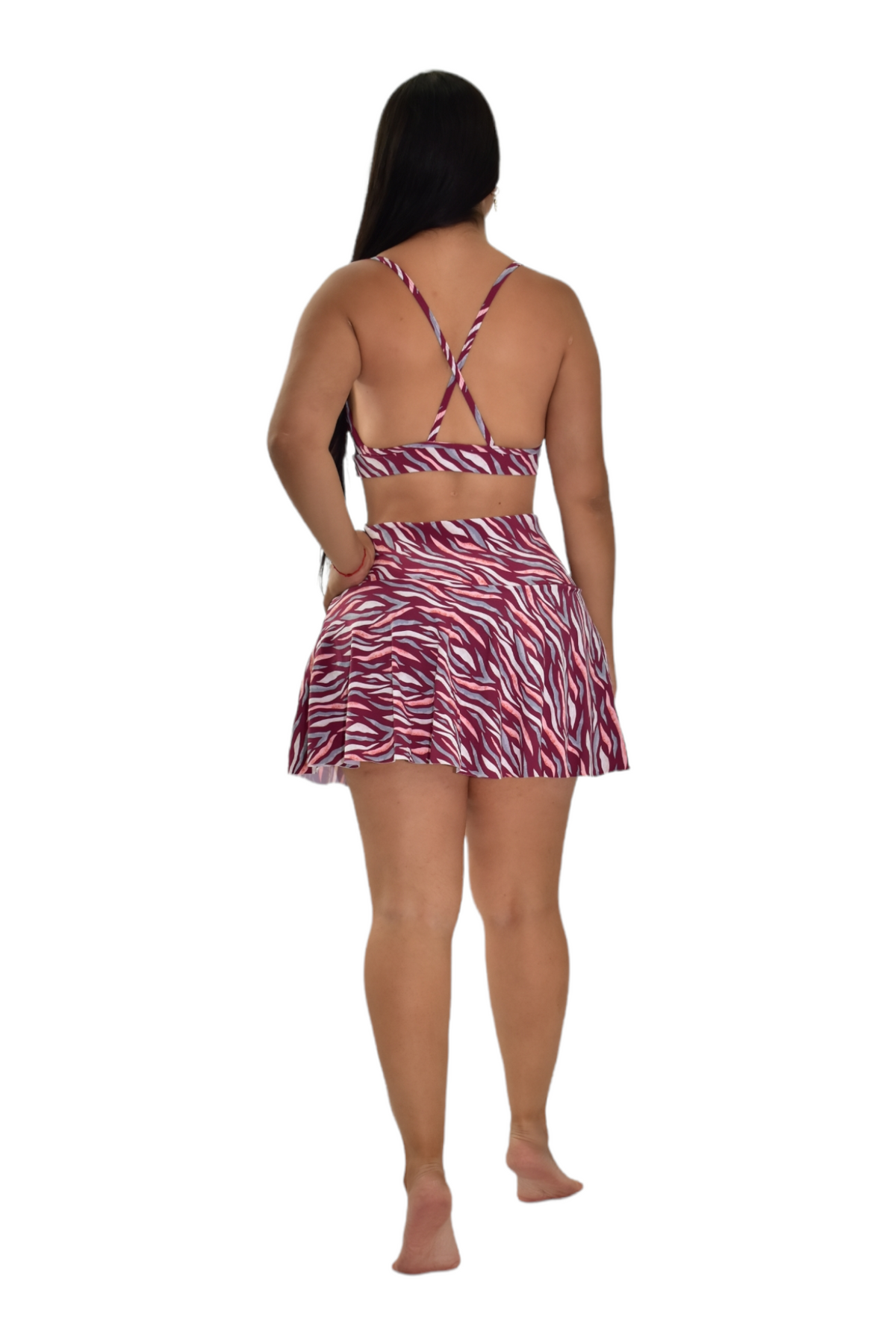 FALDA SHORT SET 2 PIEZAS PREMIUMTEX CEBRA VINOTINTO oversilvercolombia