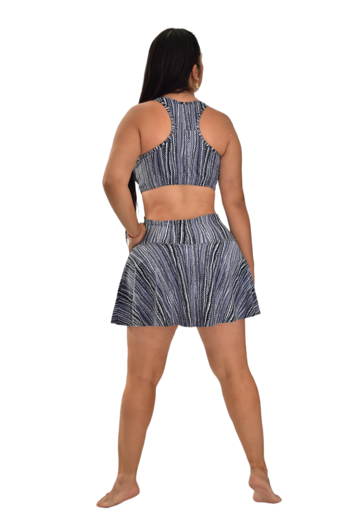 FALDA SHORT SET 2 PIEZAS PREMIUMTEX GRIS ESCAMA oversilvercolombia