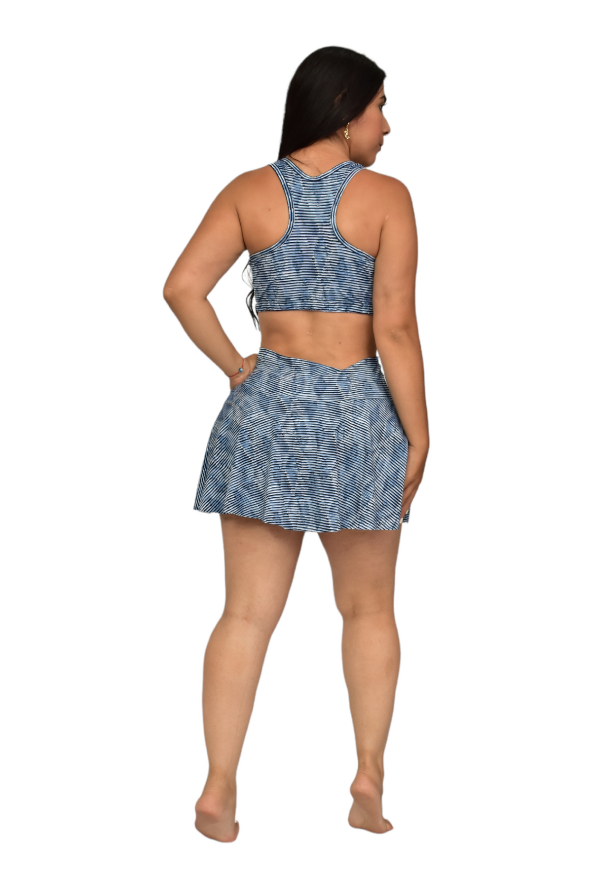FALDA SHORT SET 2 PIEZAS SPORTGYM NAZUL ROMBO RAYAS oversilvercolombia