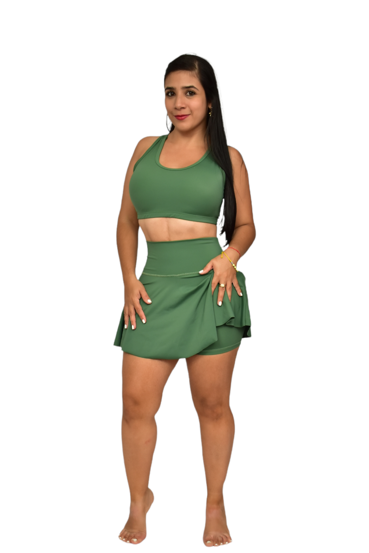 FALDA SHORT SET 2 PIEZAS PREMIUMTEX VERDE MILITAR oversilvercolombia