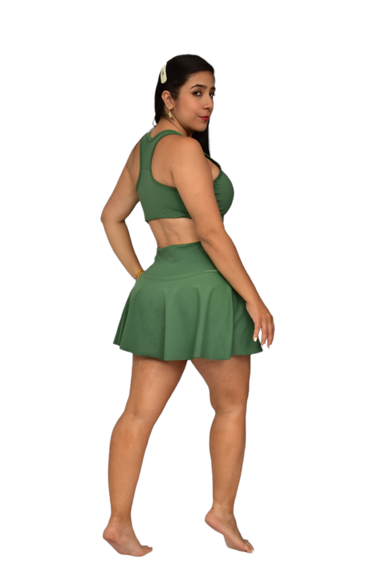FALDA SHORT SET 2 PIEZAS PREMIUMTEX VERDE MILITAR oversilvercolombia