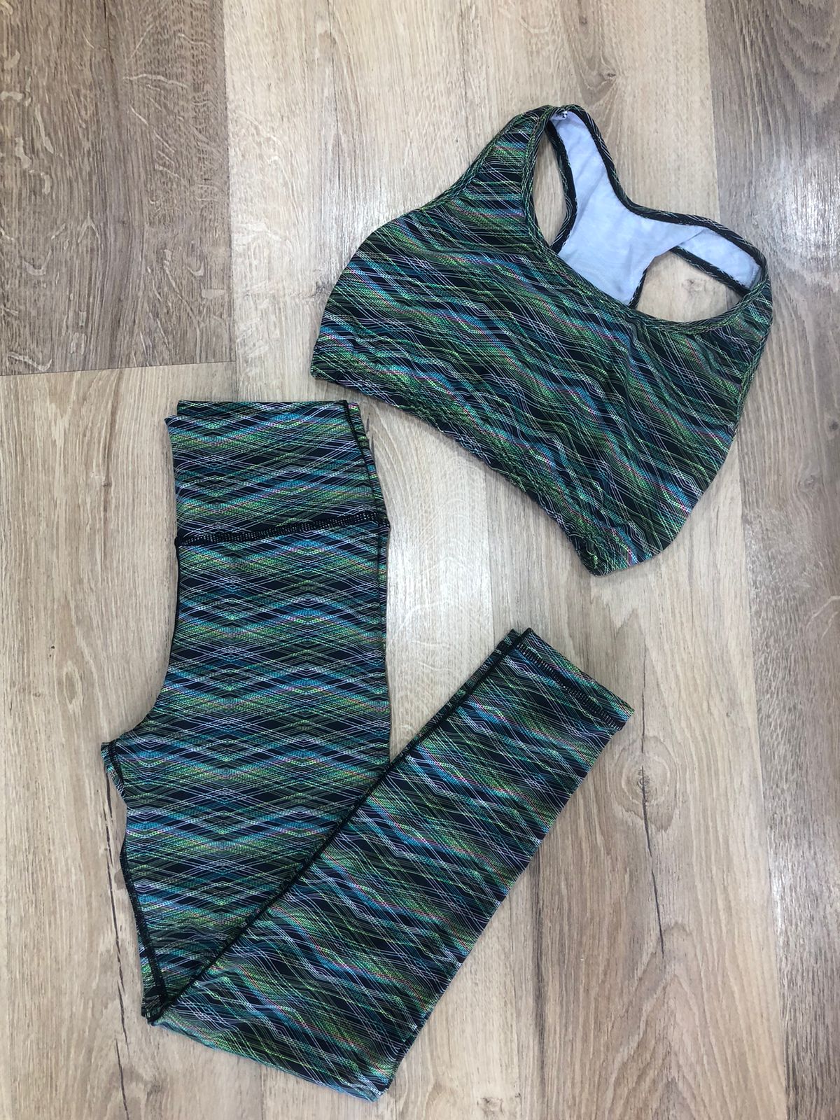 LEGGINS  SET 2 PIEZAS PREMIUMTEX TRIANGULO VERDE ROMBO