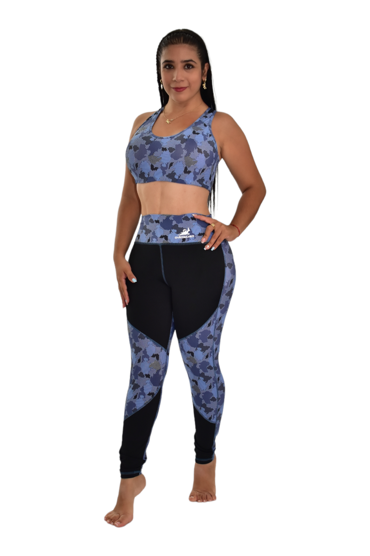 LEGGINS COMBINADO SET 2 PIEZAS PREMIUMTEX MILITAR OSCURO FRENTE oversilvercolombia