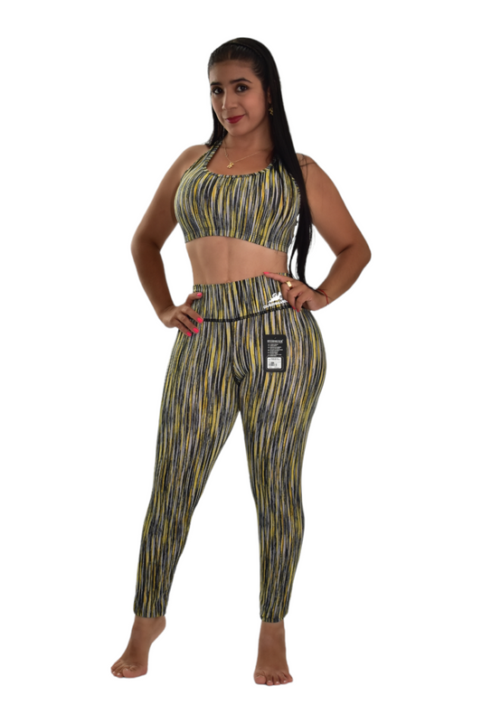 LEGGINS SET 2 PIEZAS PREMIUMTEX AMARILLO RALLA NEGRA oversilvercolombia