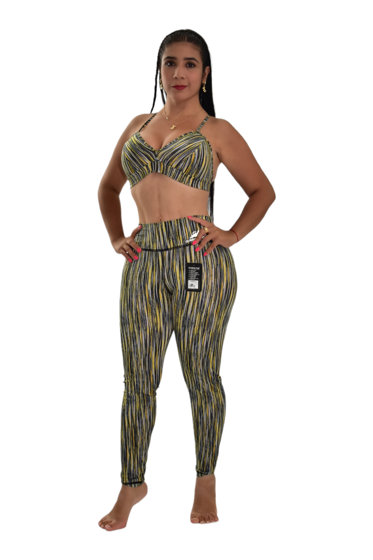 LEGGINS SET 2 PIEZAS PREMIUMTEX AMARILLO RALLA NEGRA oversilvercolombia