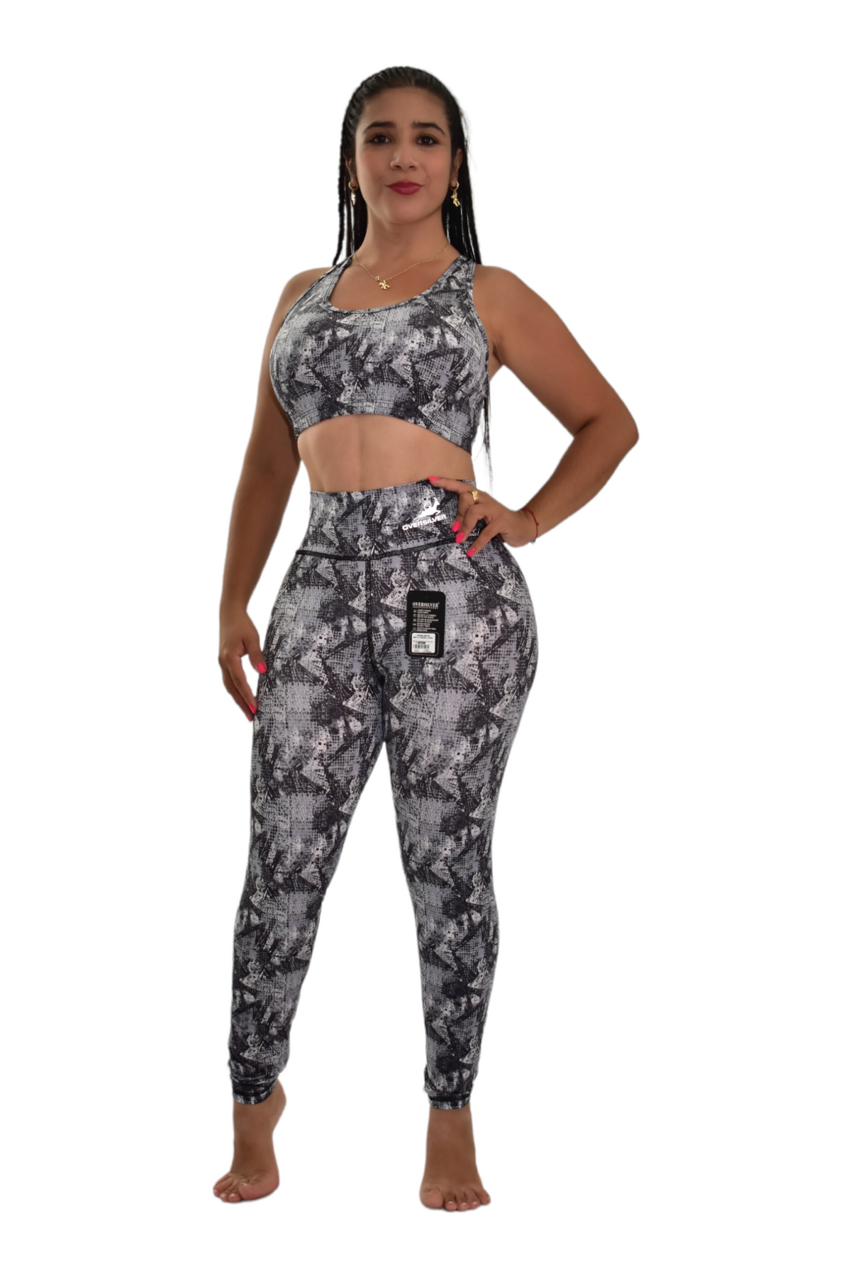 LEGGINS SET 2 PIEZAS PREMIUMTEX GRIS METALICO RALLADO oversilvercolombia