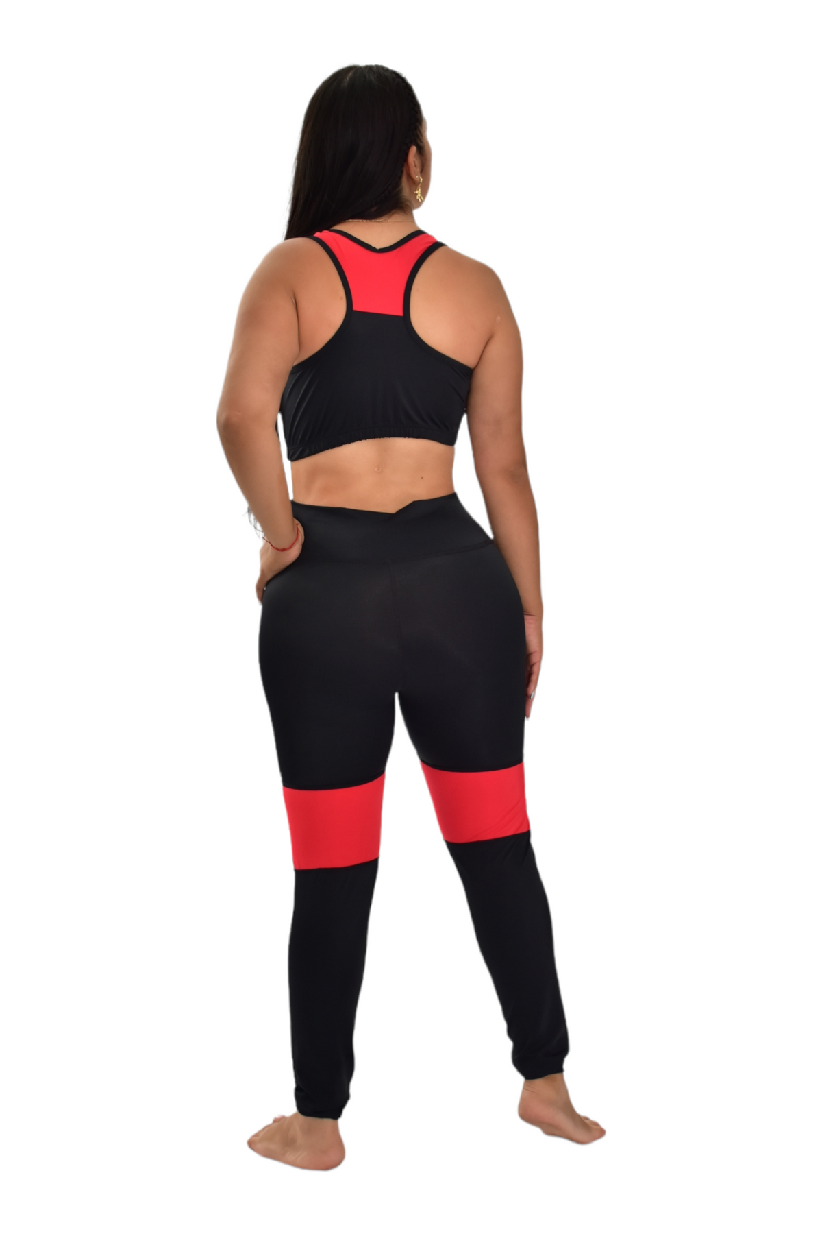 LICRA COMBINADA SET 2 PIEZAS PREMIUMTEX NEGRO ROJO oversilvercolombia