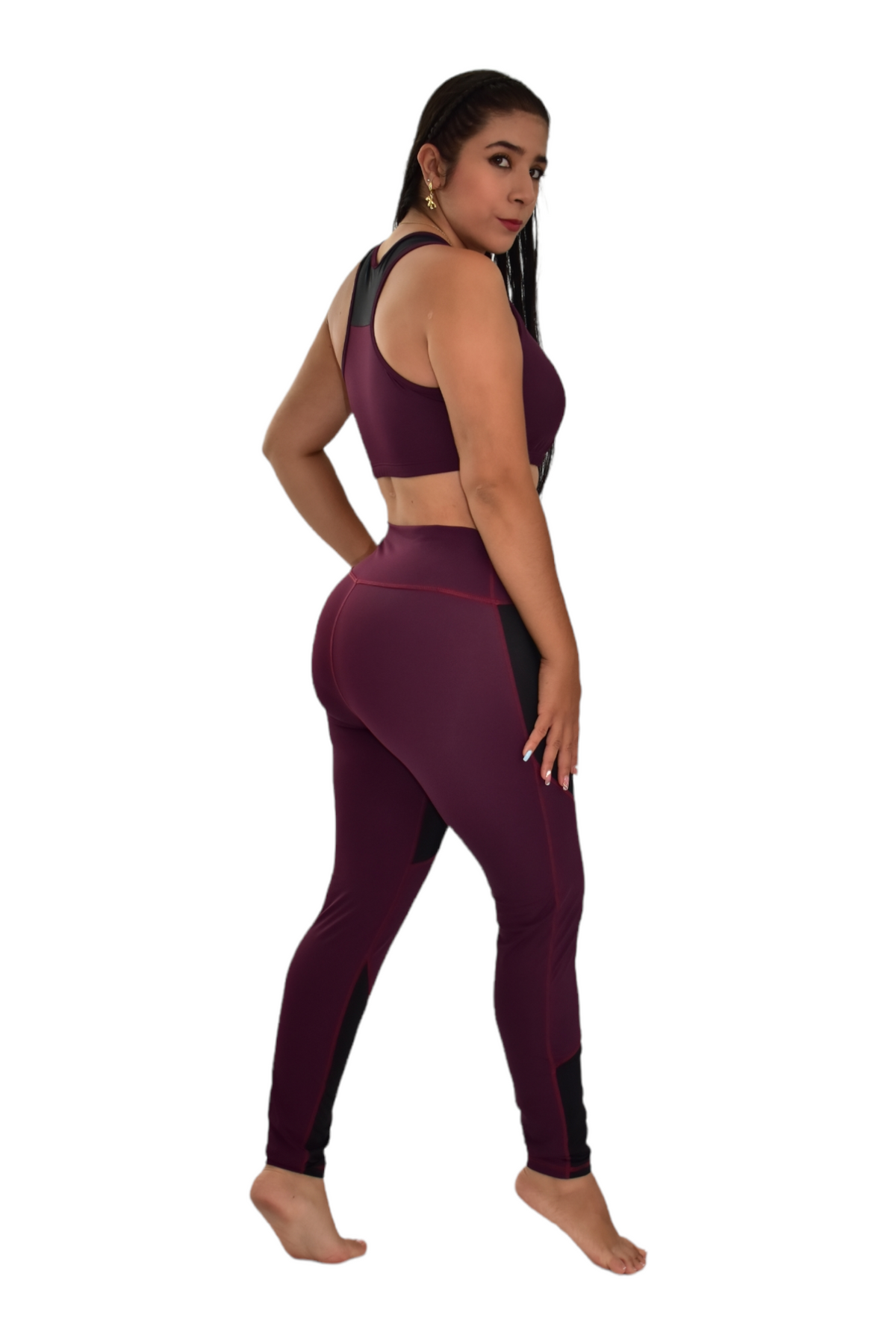 LEGGINS COMBINADO SET 2 PIEZAS PREMIUMTEX VINOTINTO NEGRO oversilvercolombia