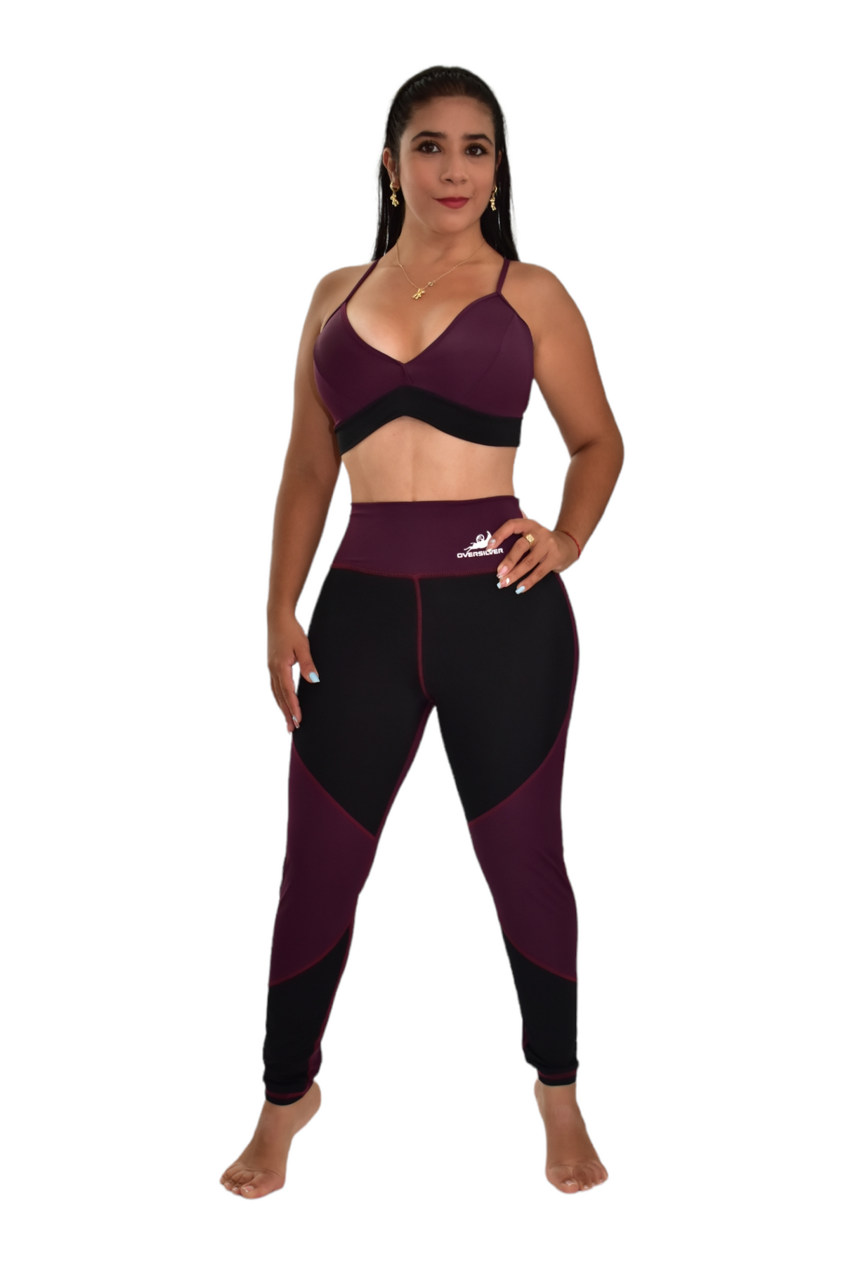 LEGGINS COMBINADO SET 2 PIEZAS PREMIUMTEX VINOTINTO NEGRO oversilvercolombia