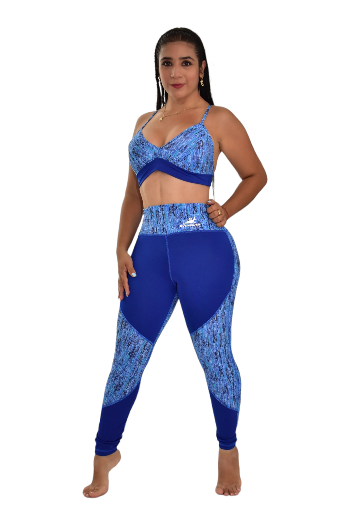 LICRA COMBINADO SET 2 PIEZAS PREMIUMTEX AZUL CUADRO oversilvercolombia