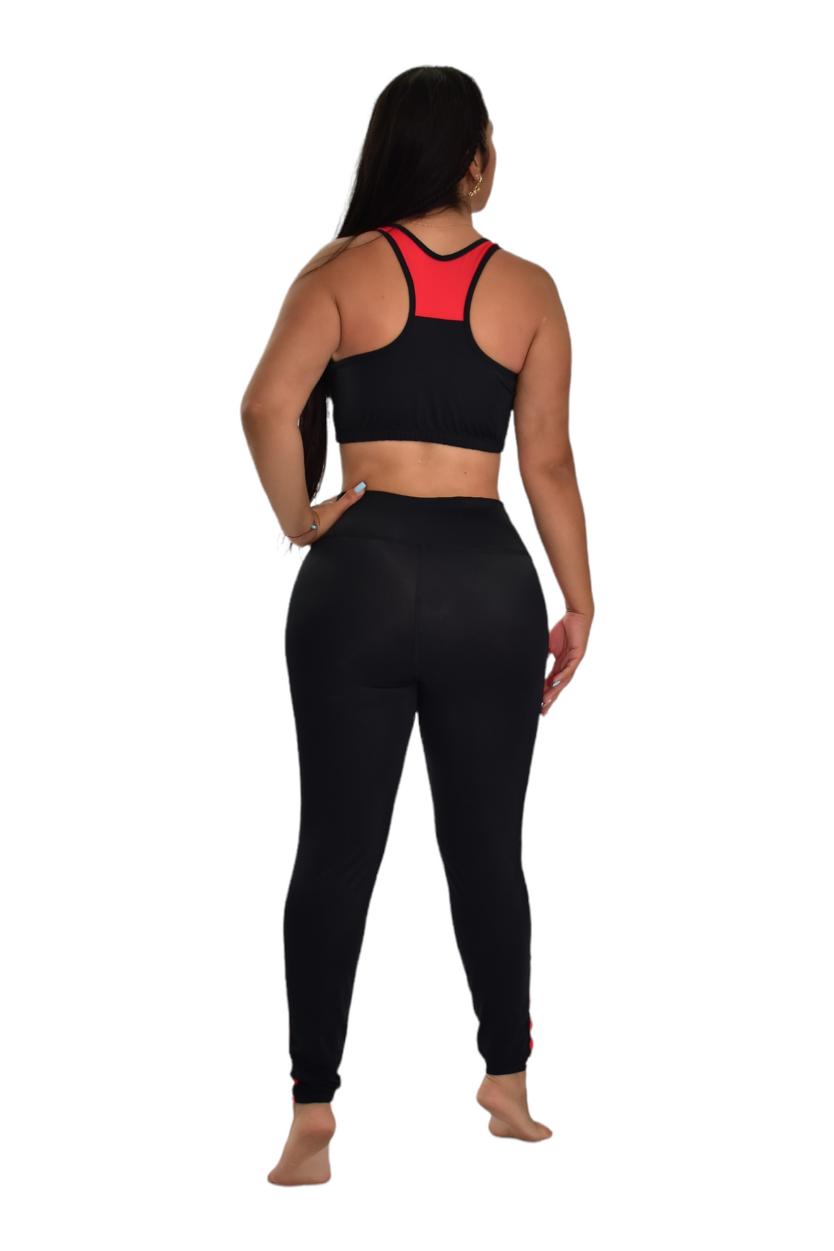 LEGGINS COMBINADO SET 2 PIEZAS PREMIUMTEX NEGRO ROJO oversilvercolombia
