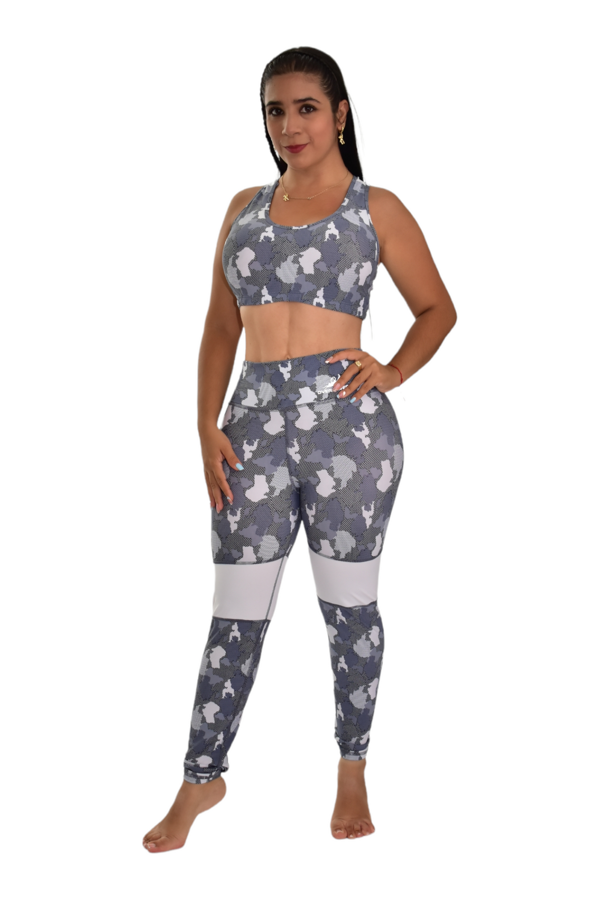 LEGGINS COMBINADO SET 2 PIEZAS PREMIUMTEX GRIS MILITAR BLANCO oversilvercolombia