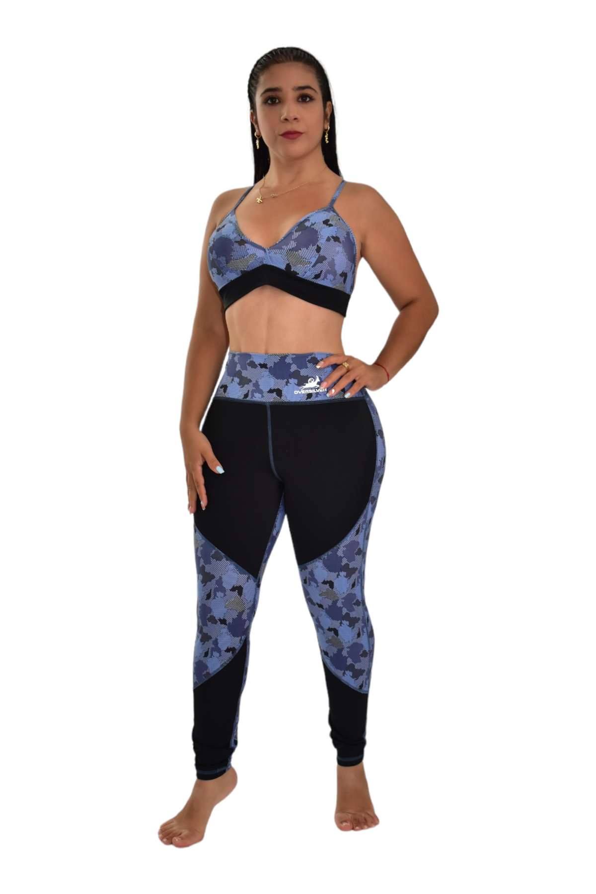 LEGGINS COMBINADO SET 2 PIEZAS PREMIUMTEX MILITAR OSCURO FRENTE oversilvercolombia