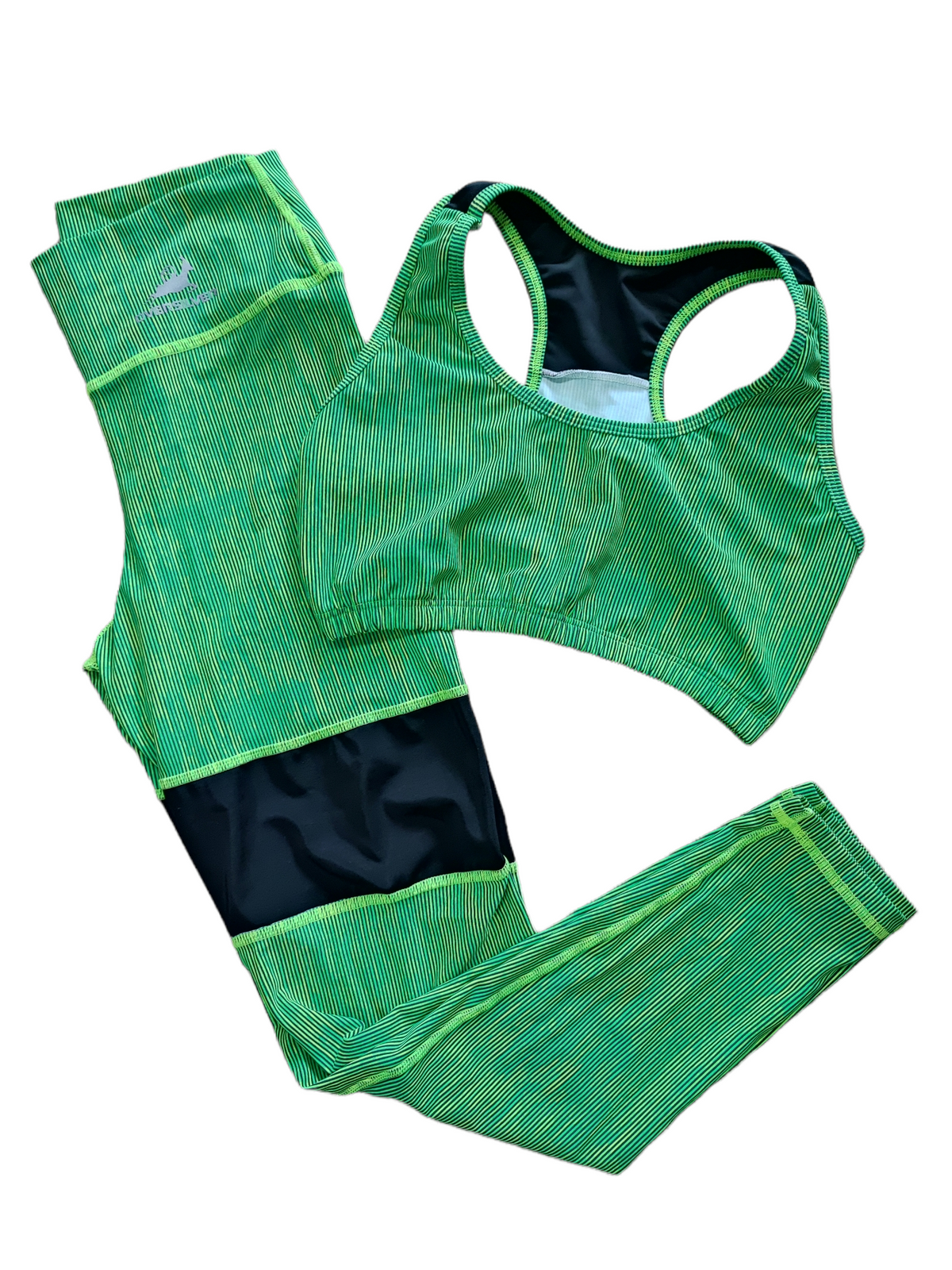 LEGGINS COMBINADO  SET 2 PIEZAS PREMIUMTEX VERDE NEGRO MITAD oversilvercolombia