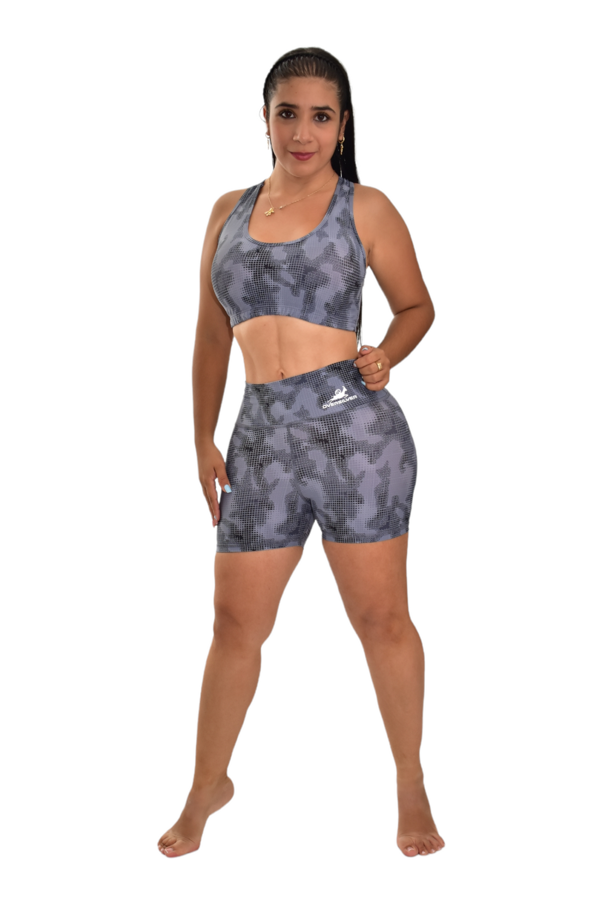 SHORT SET 2 PIEZAS PREMIUMTEX GRIS MILITAR CUADRO oversilvercolombia