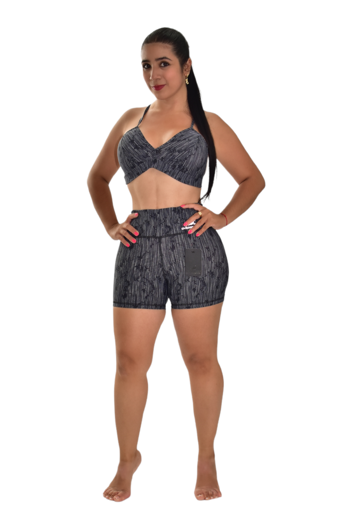 SHORT SET 2 PIEZAS PREMIUMTEX NEGRO TRIANGULOS oversilvercolombia