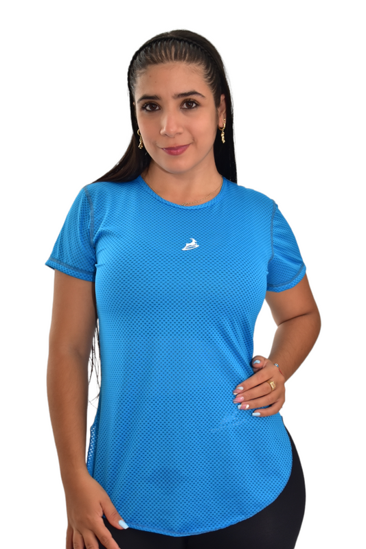 CAMISETA MANGA CORTA MALLA   AZUL AGUA OVERSILVER®