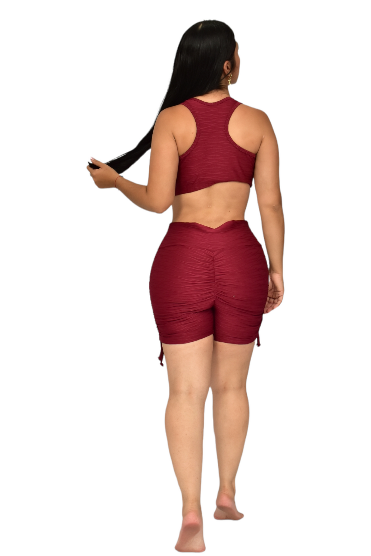 SHORT PUSH UP TIRAS SET 2 PIEZAS TEXTURIZADO VINOTINTO oversilvercolombia