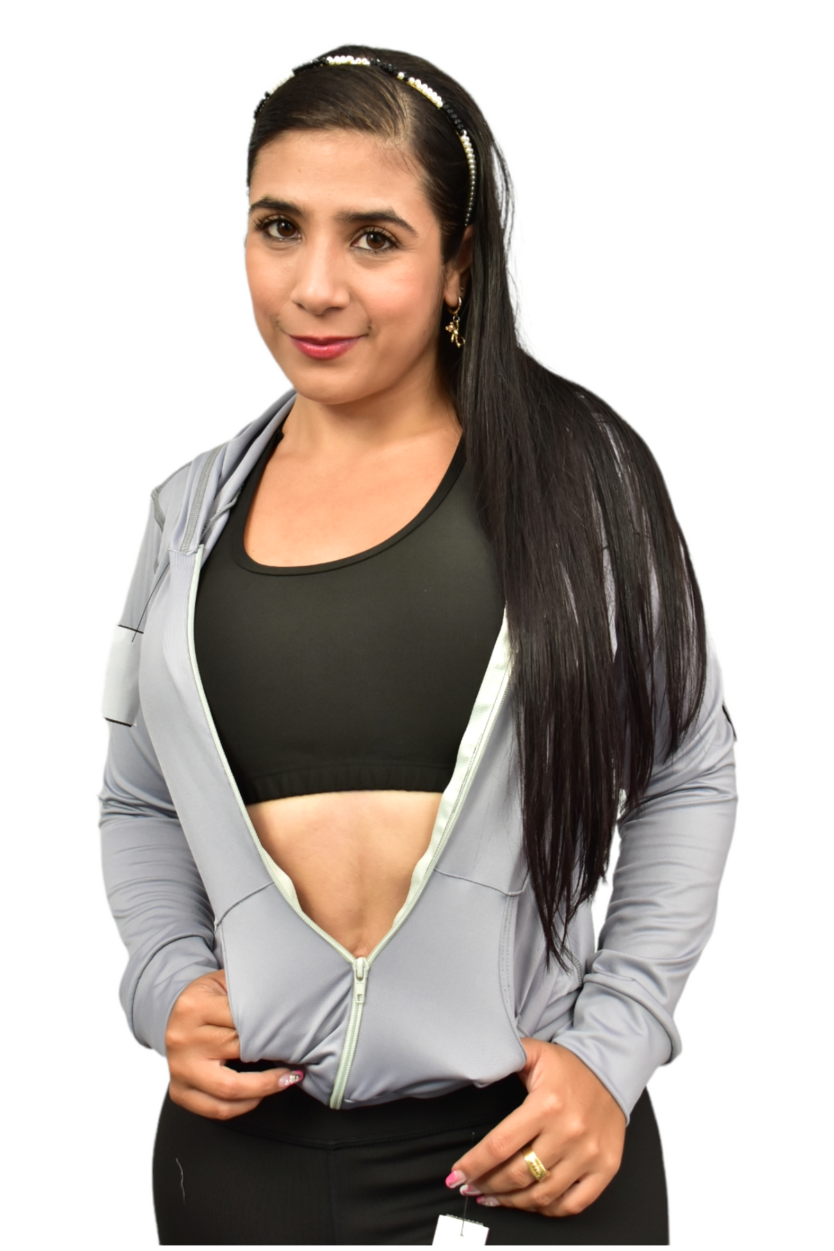 CHAQUETA DEPORTIVA DAMA LICRADA GRIS CLARO OVERSILVER®