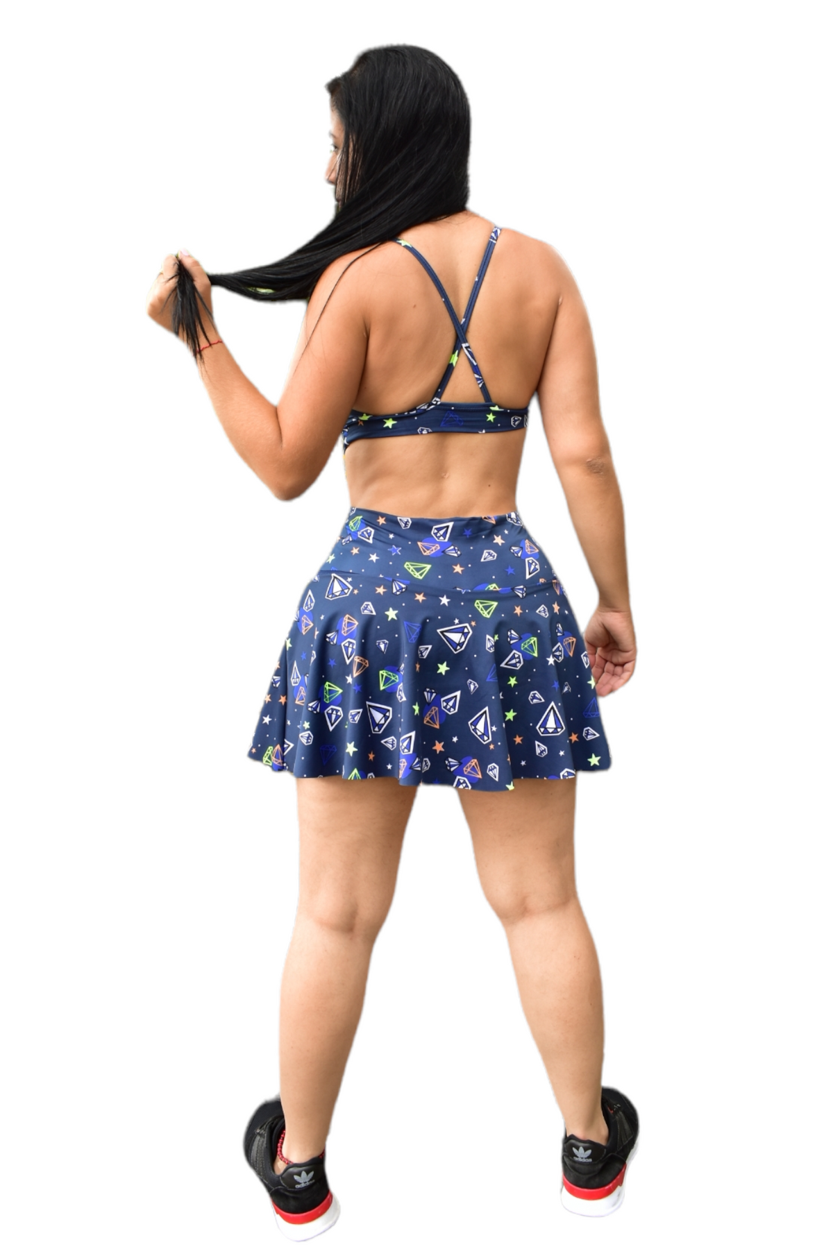 FALDA SHORT SET 2 PIEZAS SPORTGY OSCURO DIAMANTE