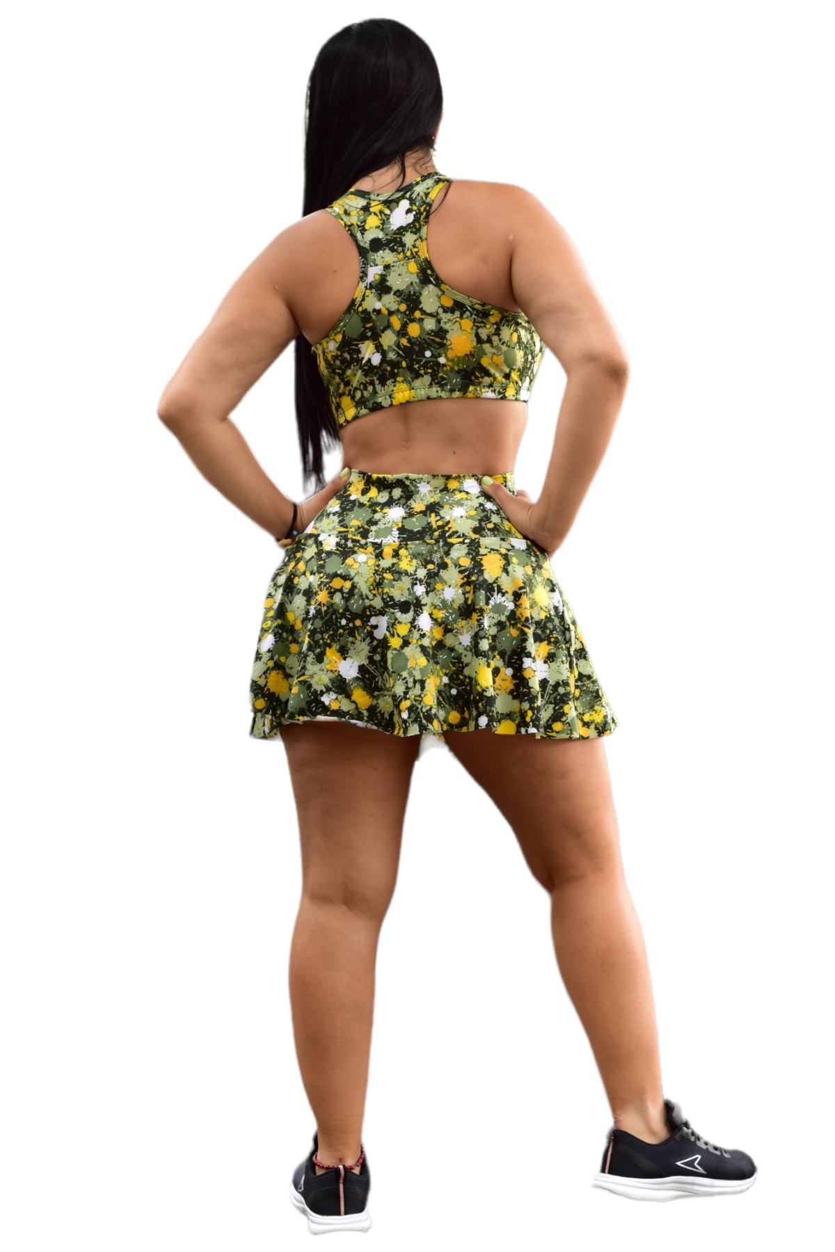 FALDA SHORT SET 2 PIEZAS SPORTGY VERDE PINTURA