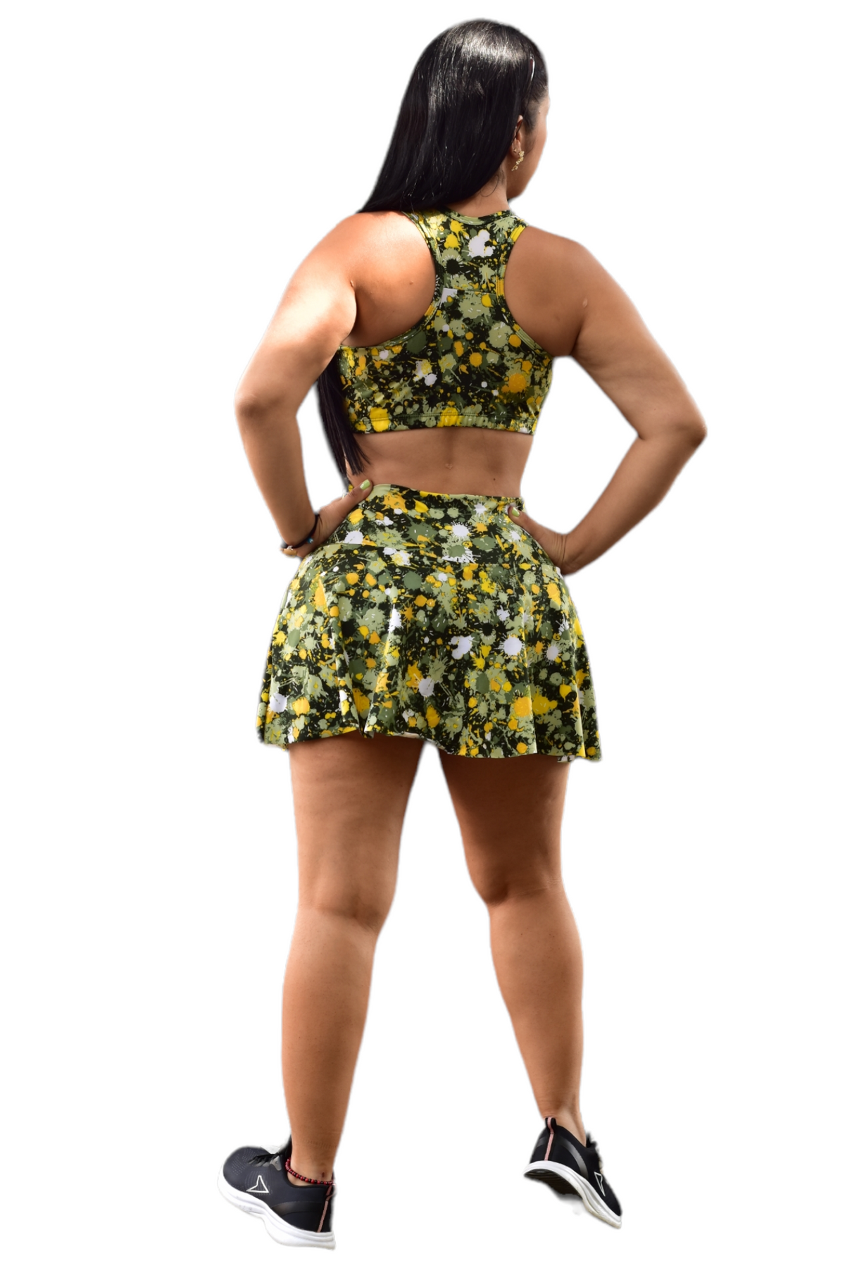 FALDA SHORT SET 2 PIEZAS SPORTGY VERDE PINTURA