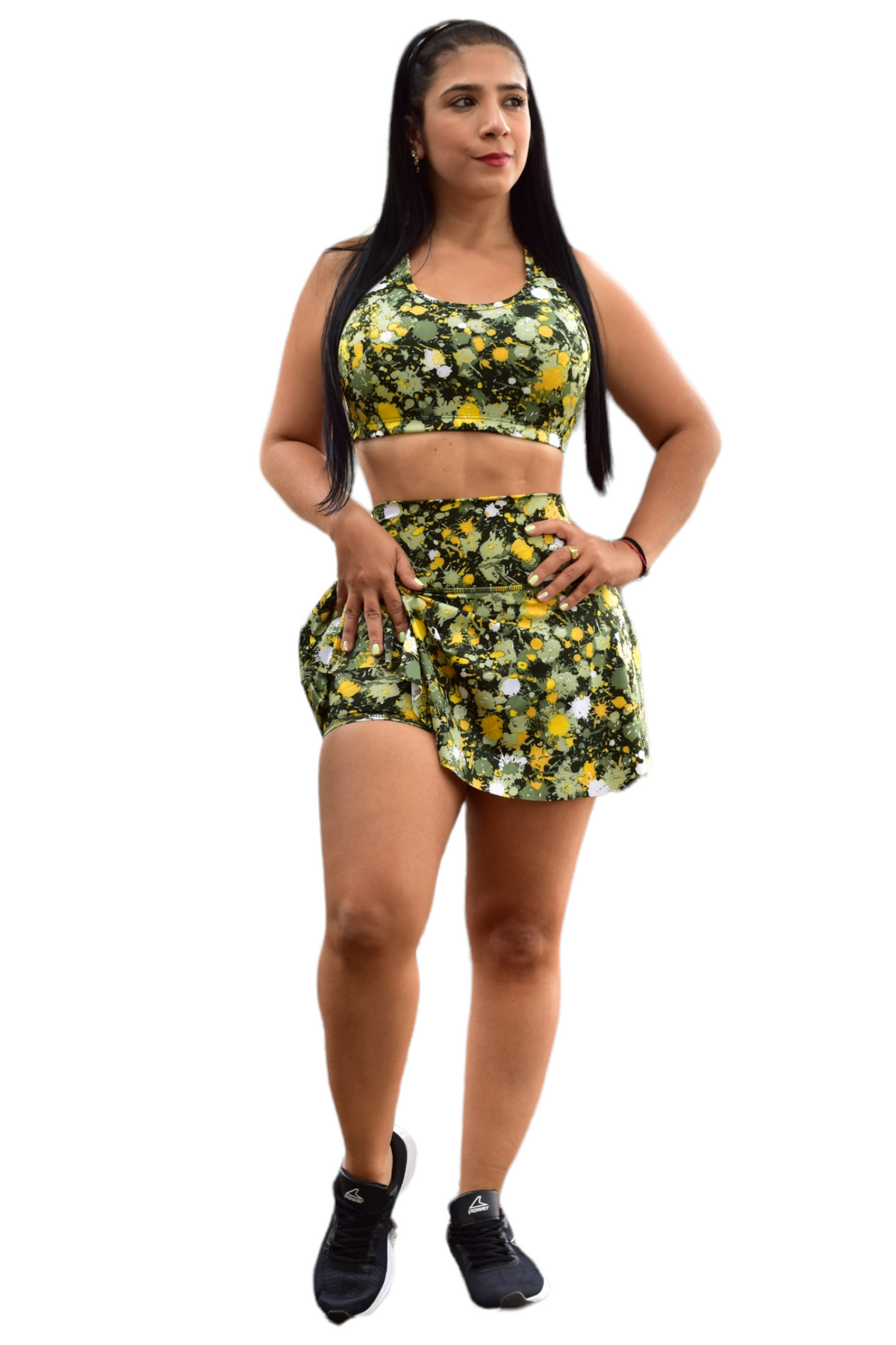 FALDA SHORT SET 2 PIEZAS SPORTGY VERDE PINTURA