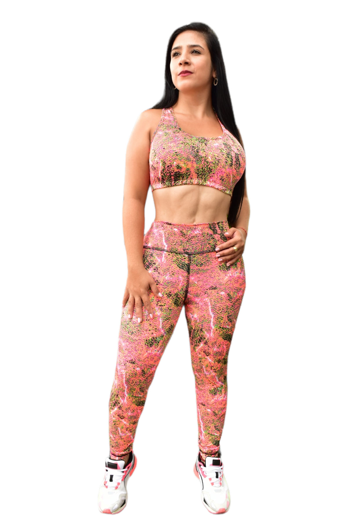 LEGGINS SET 2 PIEZAS SPORTGYM ANIMAL NARANJA NEON