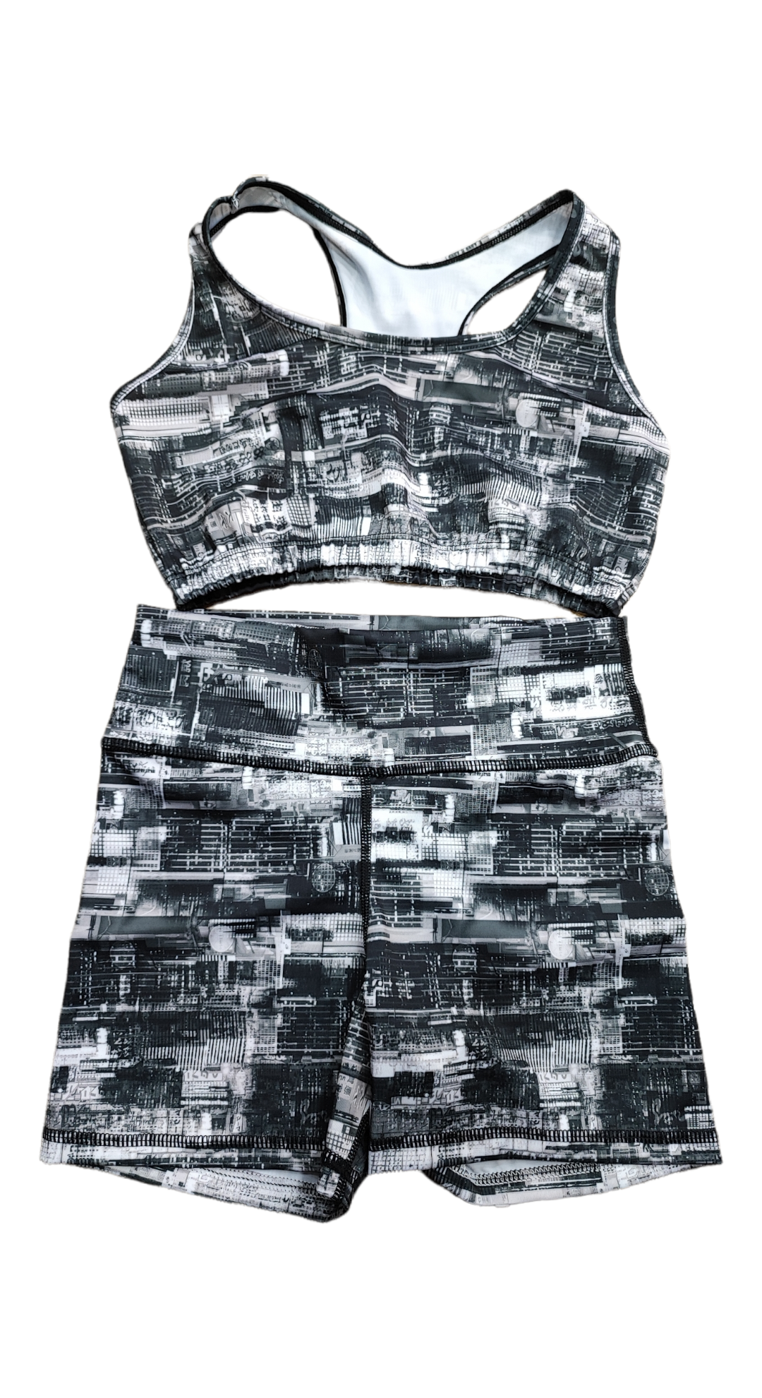 SHORT SET 2 PIEZAS SPORTGYM GRIS BLANCO NEGRO oversilvercolombia