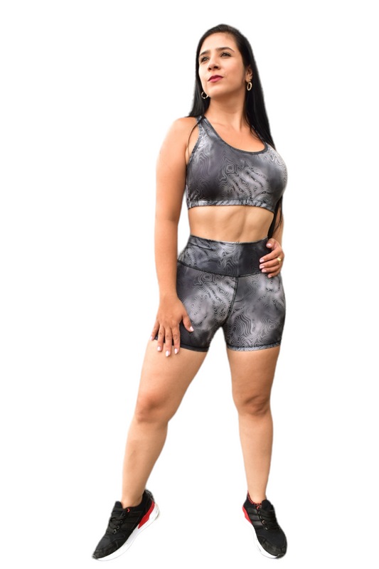 SHORT SET 2 PIEZAS SPORTGYM GRIS ONDAS