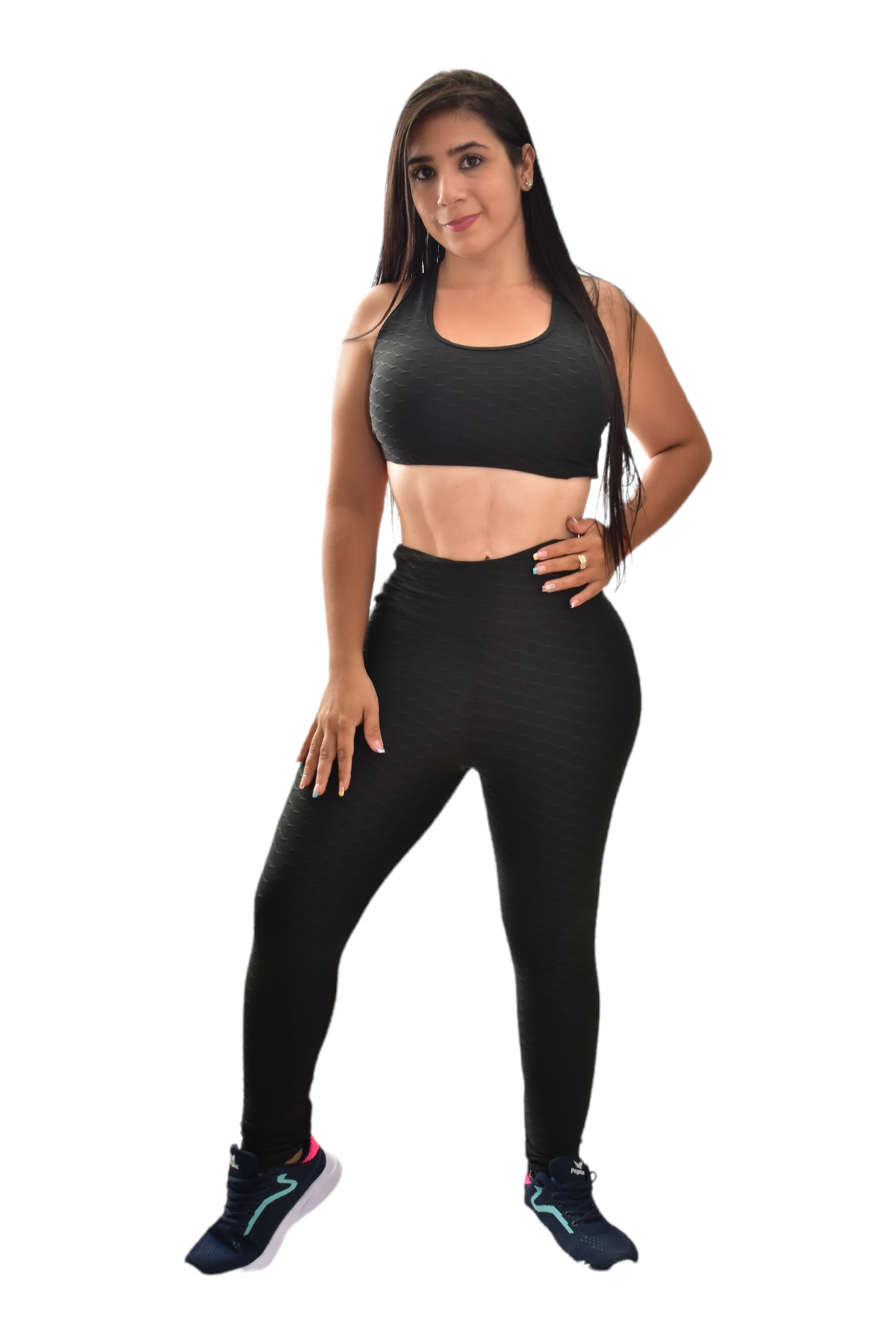 LEGGINS  PUSH UP SET 2 PIEZAS TEXTURIZADO NEGRO oversilvercolombia