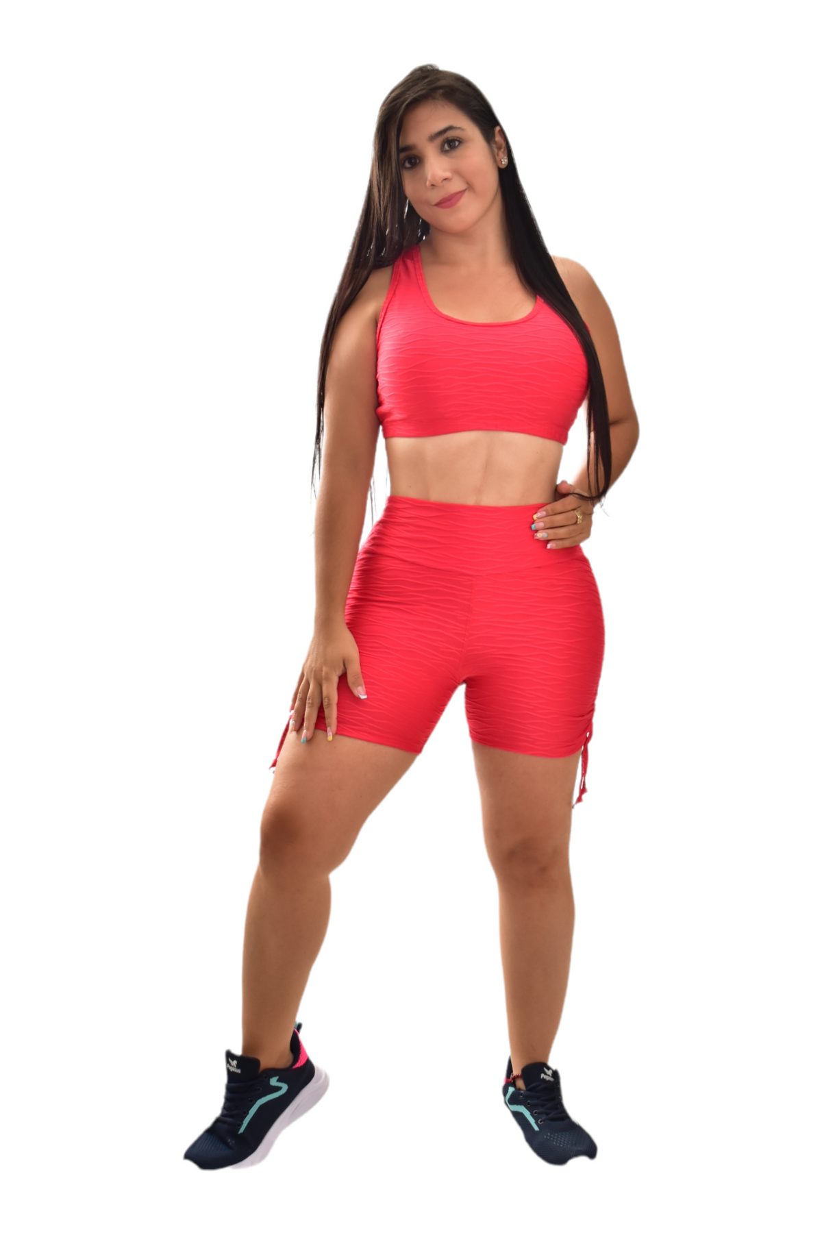 SHORT PUSH UP TIRAS SET 2 PIEZAS TEXTURIZADO ROJO oversilvercolombia