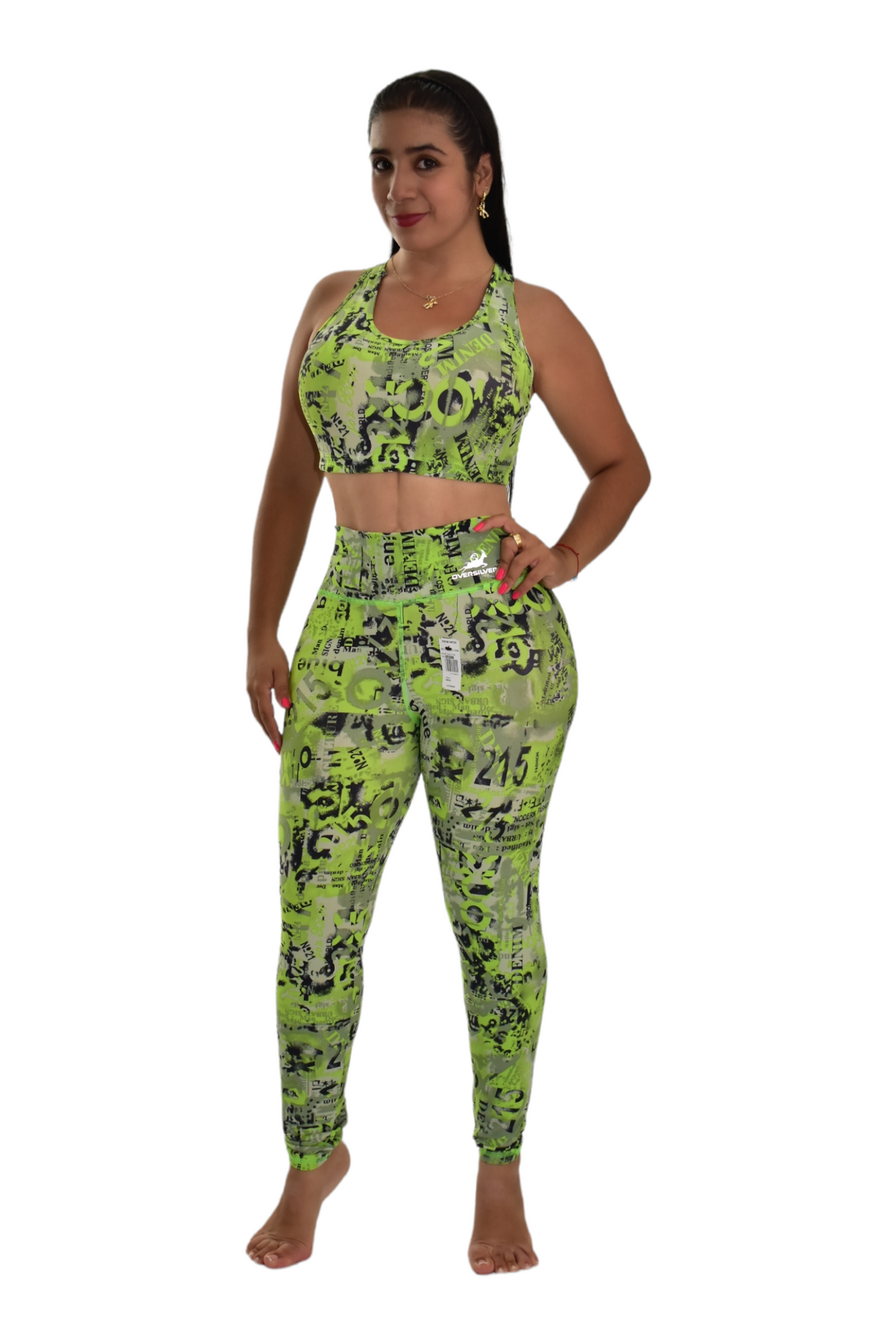 LEGGINS SET 2 PIEZAS PREMIUMTEX VERDE LETRAS oversilvercolombia