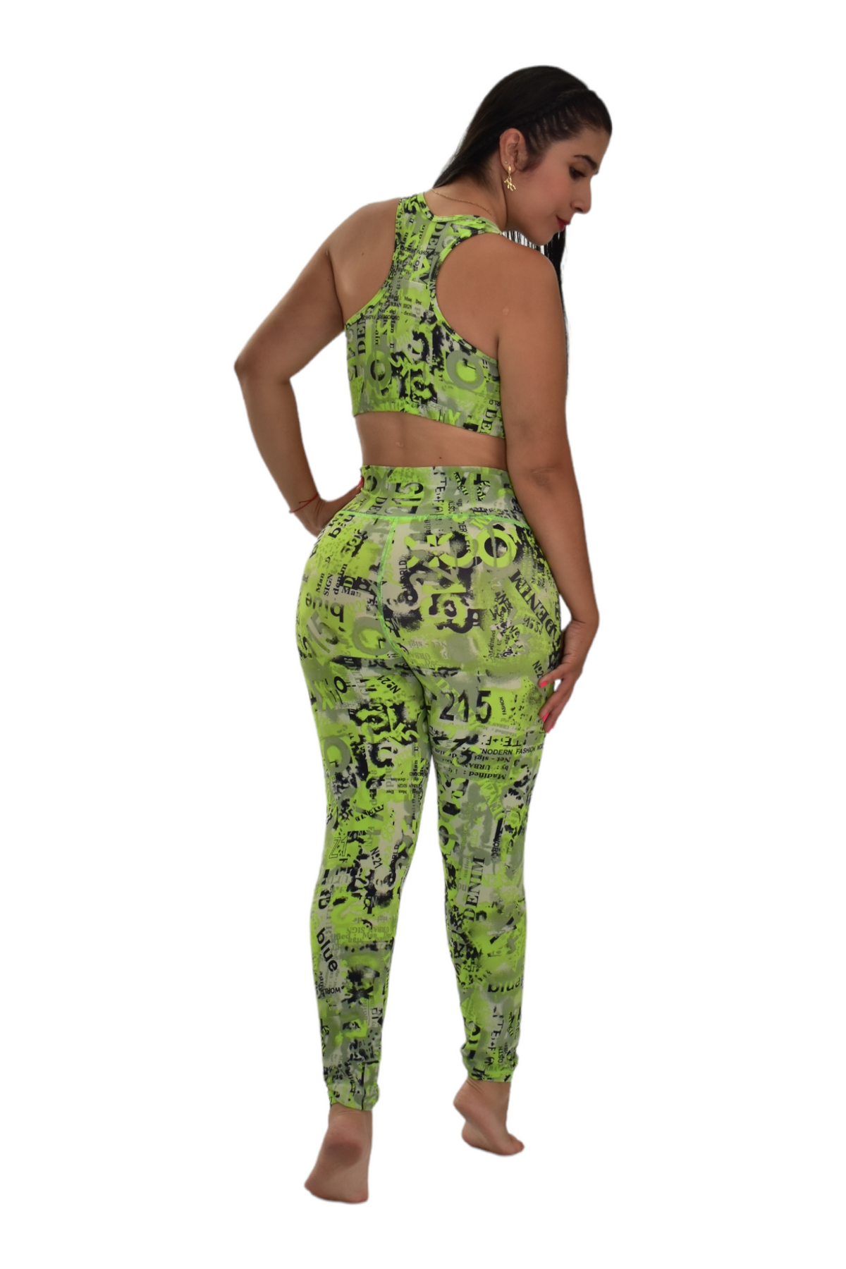 LEGGINS SET 2 PIEZAS PREMIUMTEX VERDE LETRAS oversilvercolombia