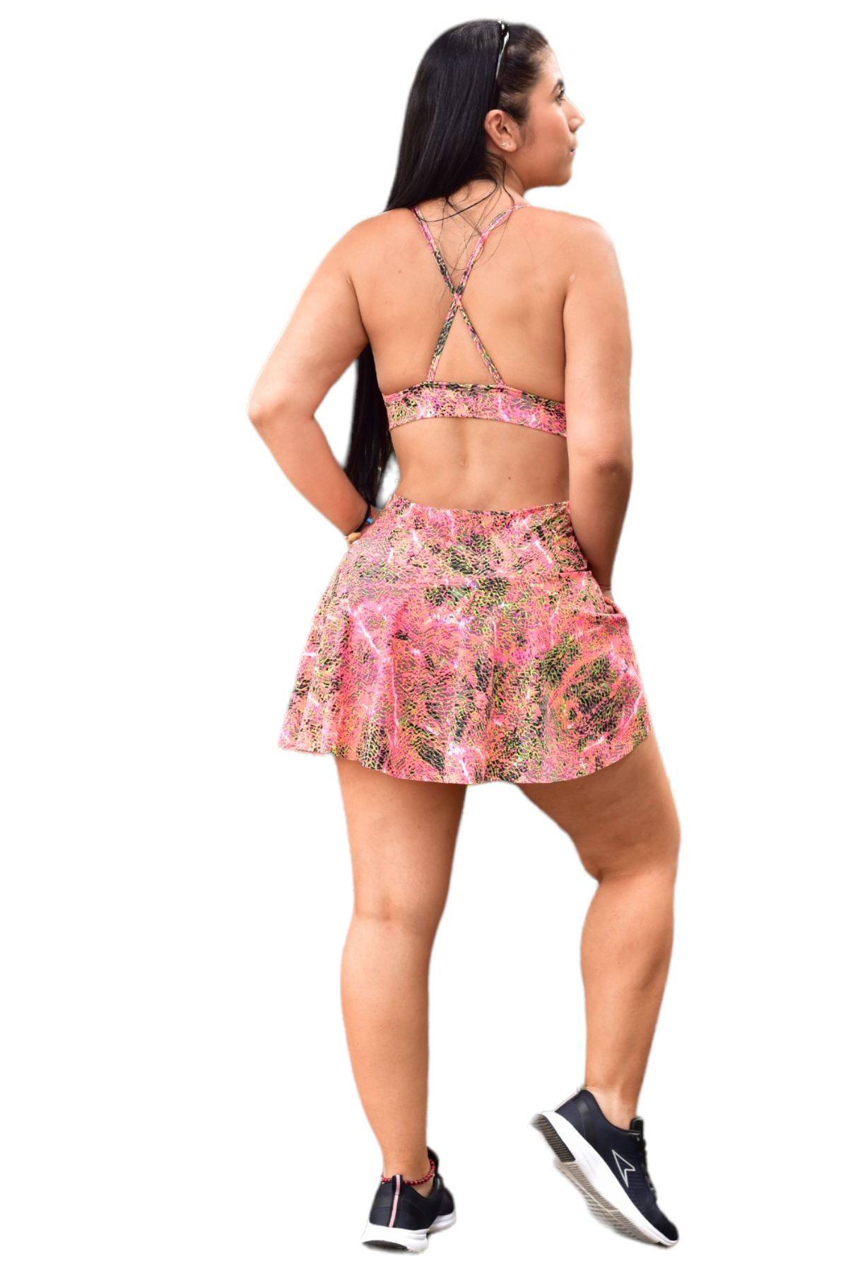 FALDA SHORT SET 2 PIEZAS SPORTGYM ANIMAL NARANJA NEON