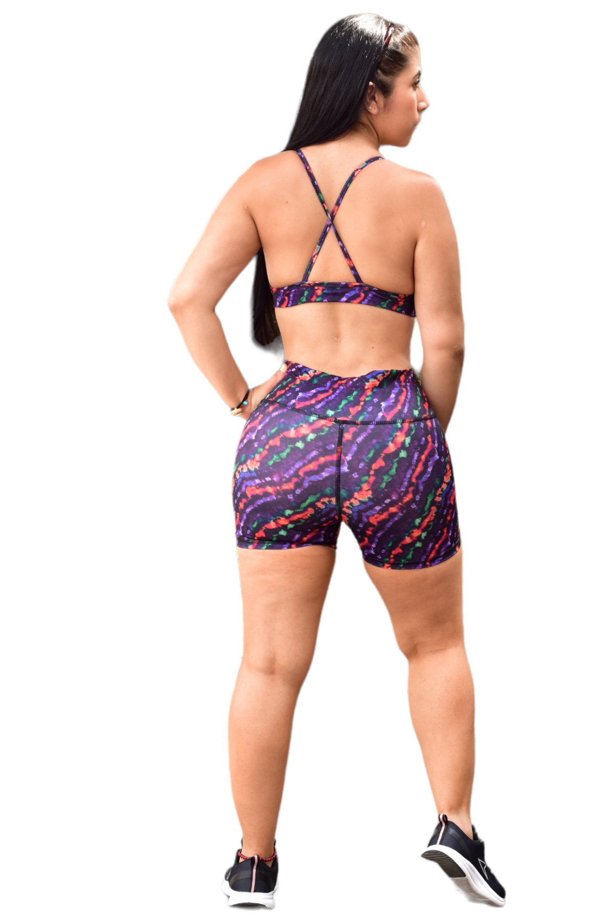 SHORT SET 2 PIEZAS SPORTGYM MORADO DIAGONAL NARANJA